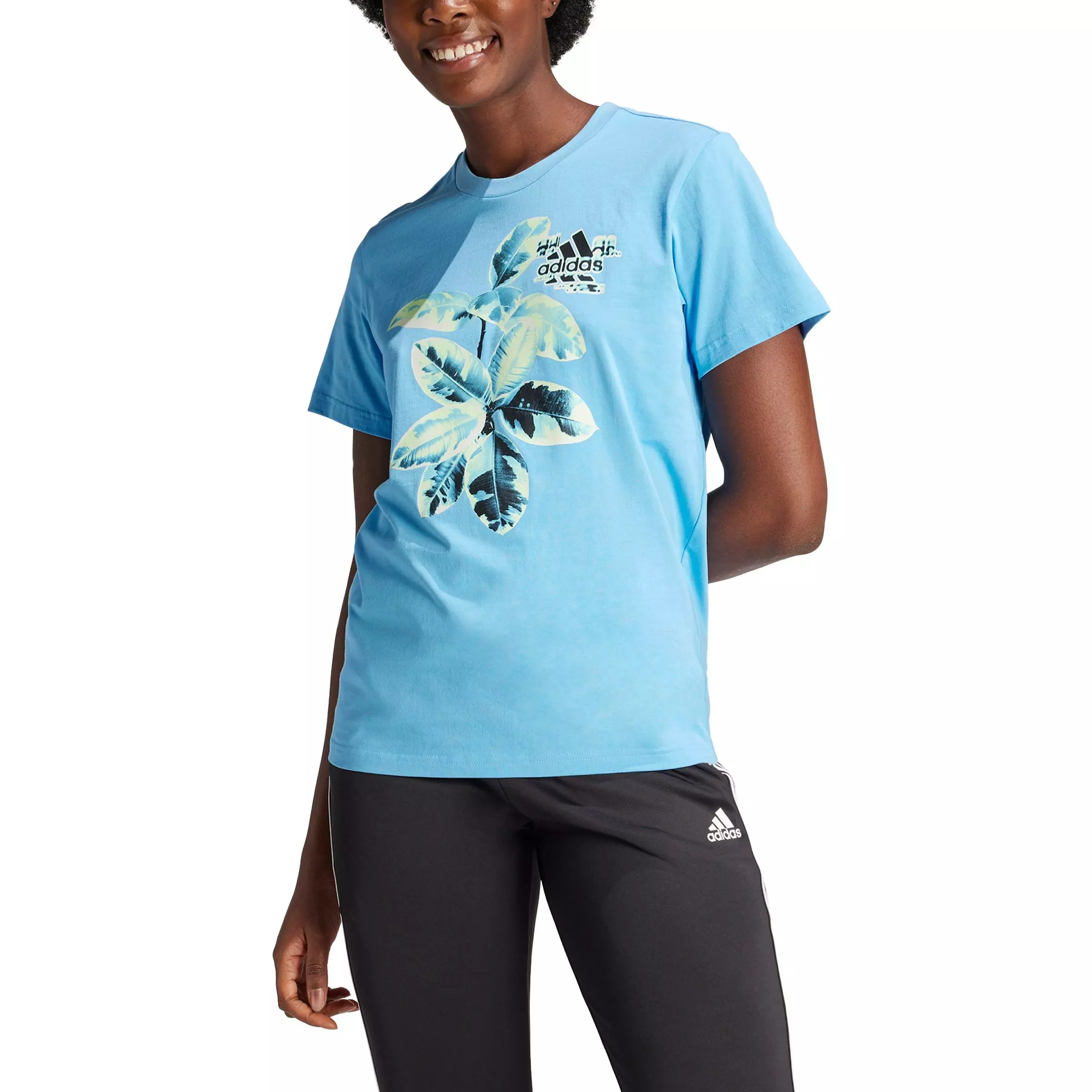 adidas Women's Beach Graphic T-Shirt - Blue - BLUE