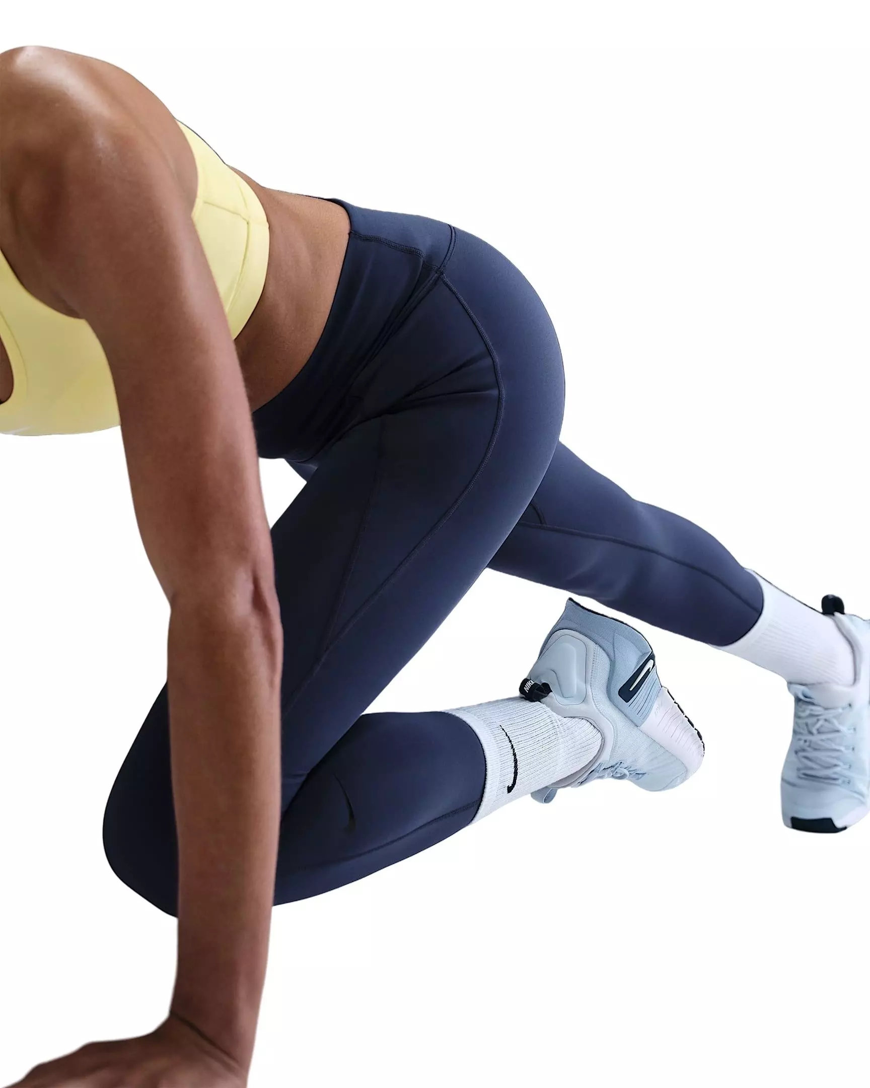 Nike Women's Universa High-Waisted Full-Length Leggings with No Front Seam - Blue - BLUE