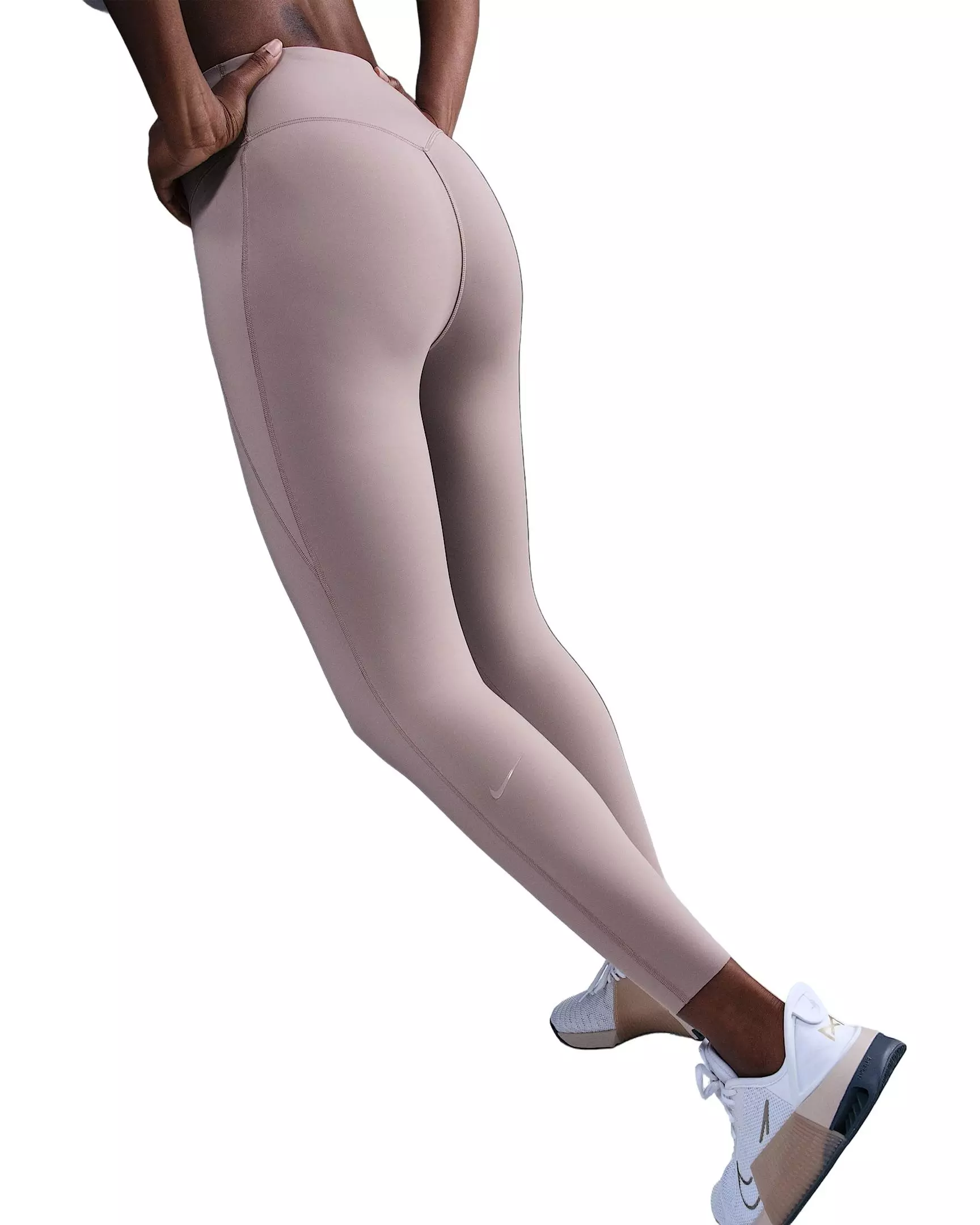 Nike Women's Universa High-Waisted 7/8 Leggings with No Front Seam - Brown - BROWN