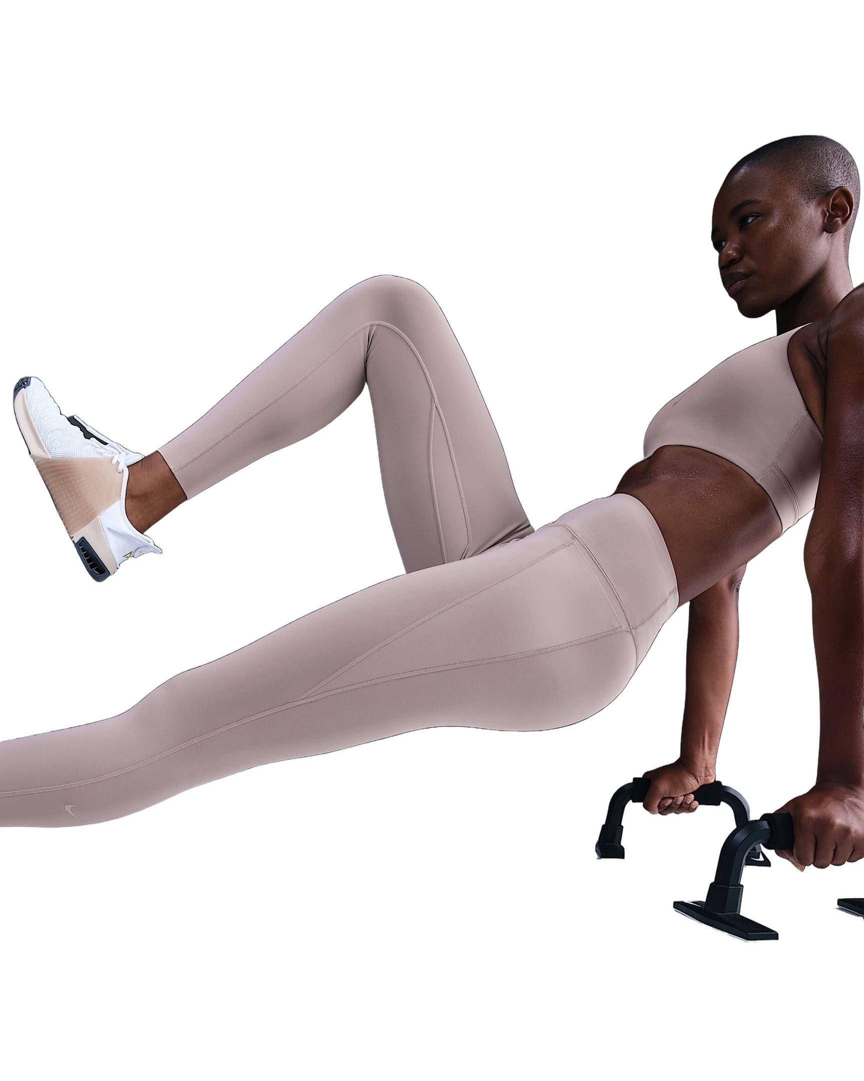 Nike Women's Universa High-Waisted 7/8 Leggings with No Front Seam - Brown - BROWN Thumbnail View 3