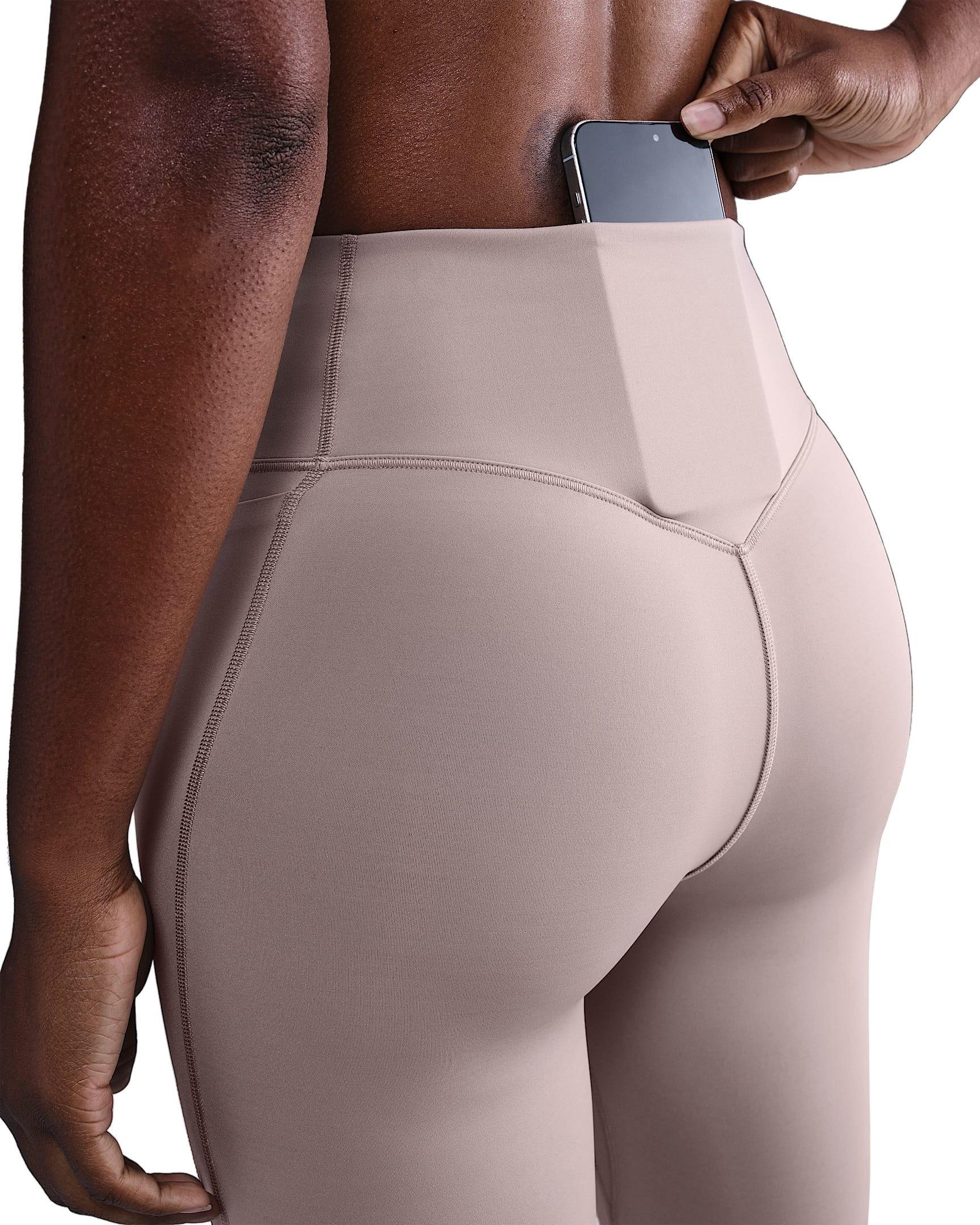Nike Women's Universa High-Waisted 7/8 Leggings with No Front Seam - Brown - BROWN Thumbnail View 4