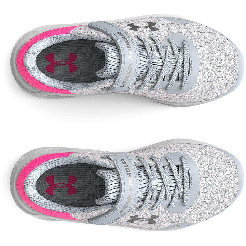 Under Armour Kids' Charged Pursuit 3 Youth Running Shoes Halo Grey /  Electro Pink / Metallic Wrm Silver