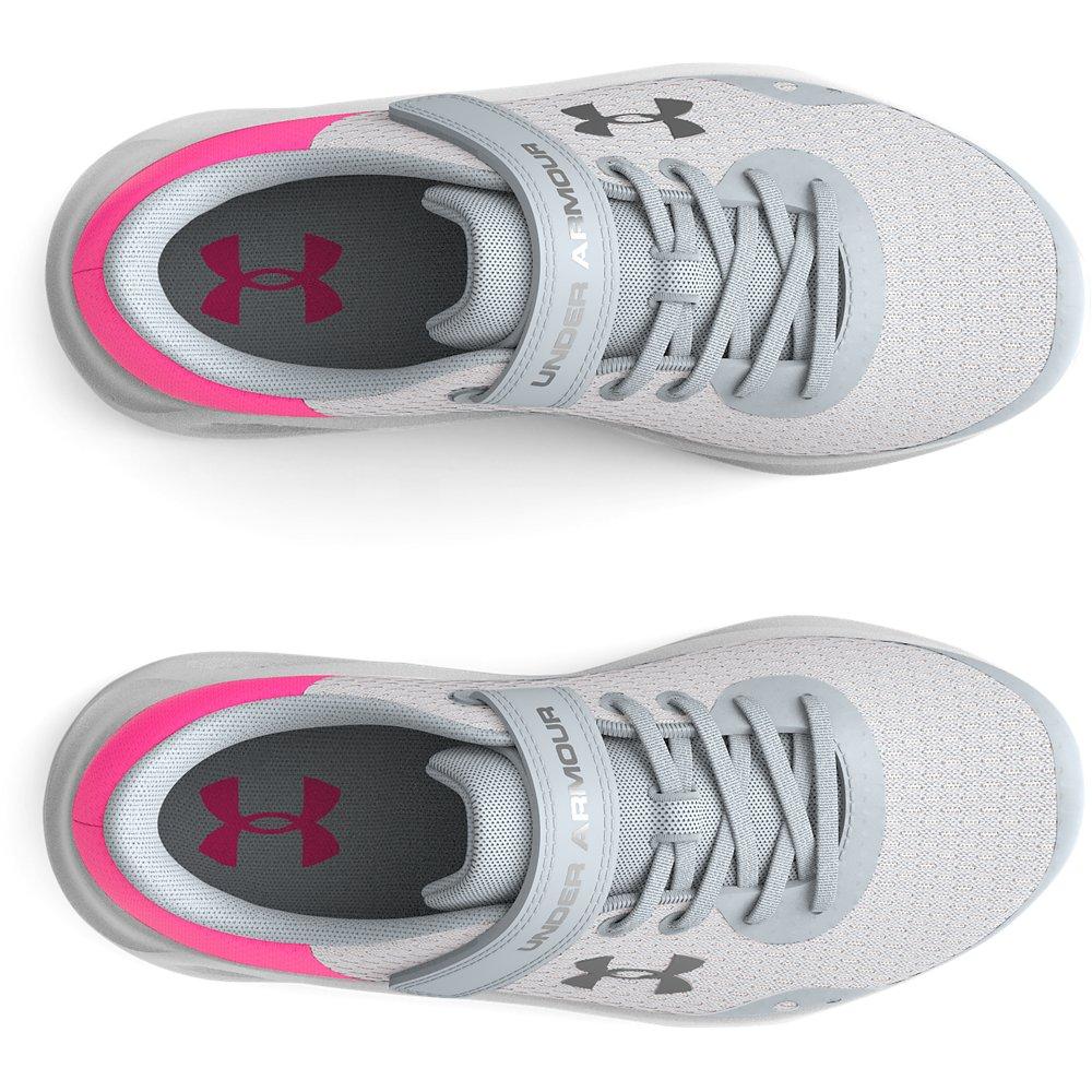 Under Armour GPS Pursuit 3 AC Halo Grey/Electro Pink/Metallic Silver  Preschool Girls' Running Shoe