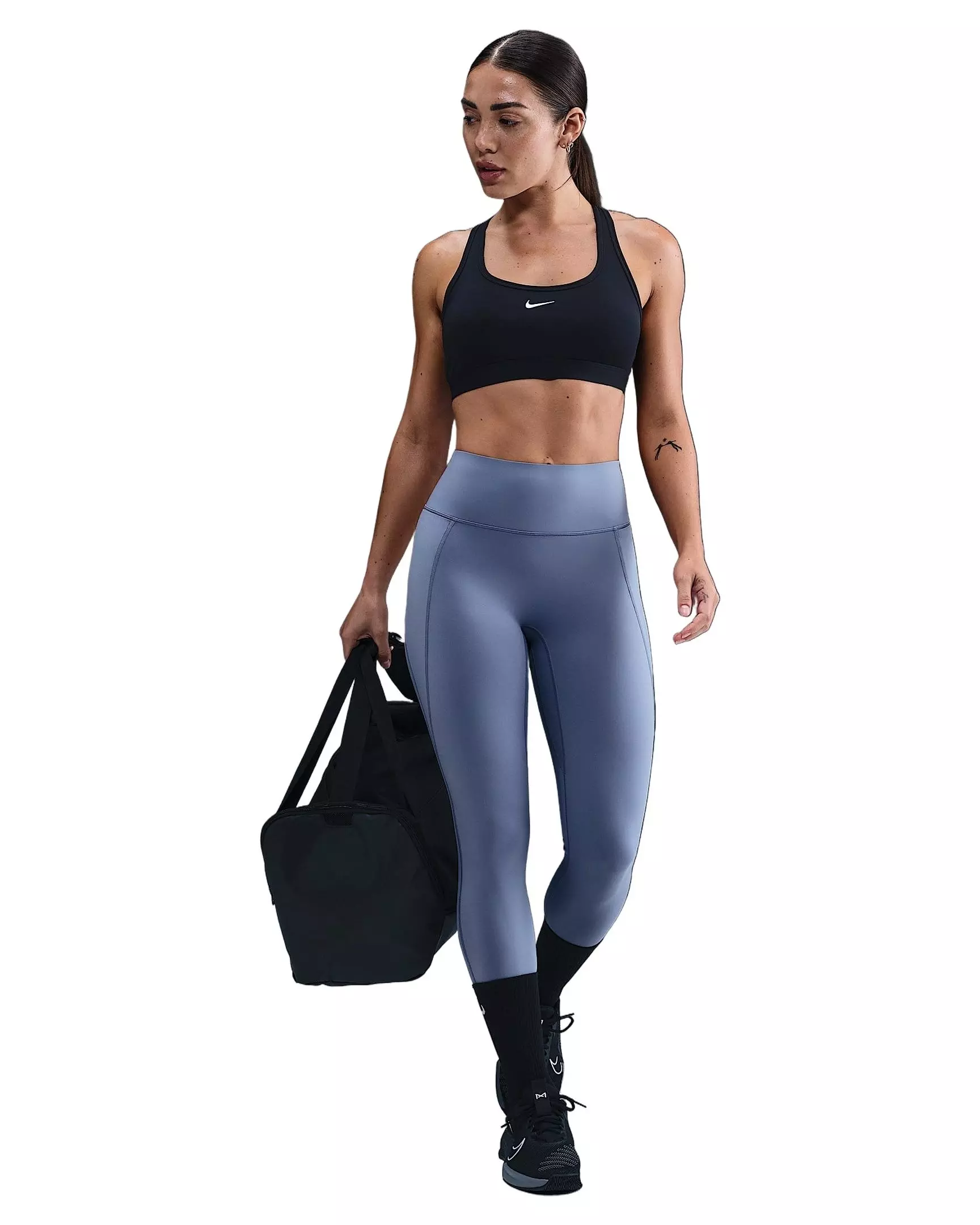 Nike Women's Universa High-Waisted 7/8 Leggings with No Front Seam - Light Blue - LIGHT BLUE