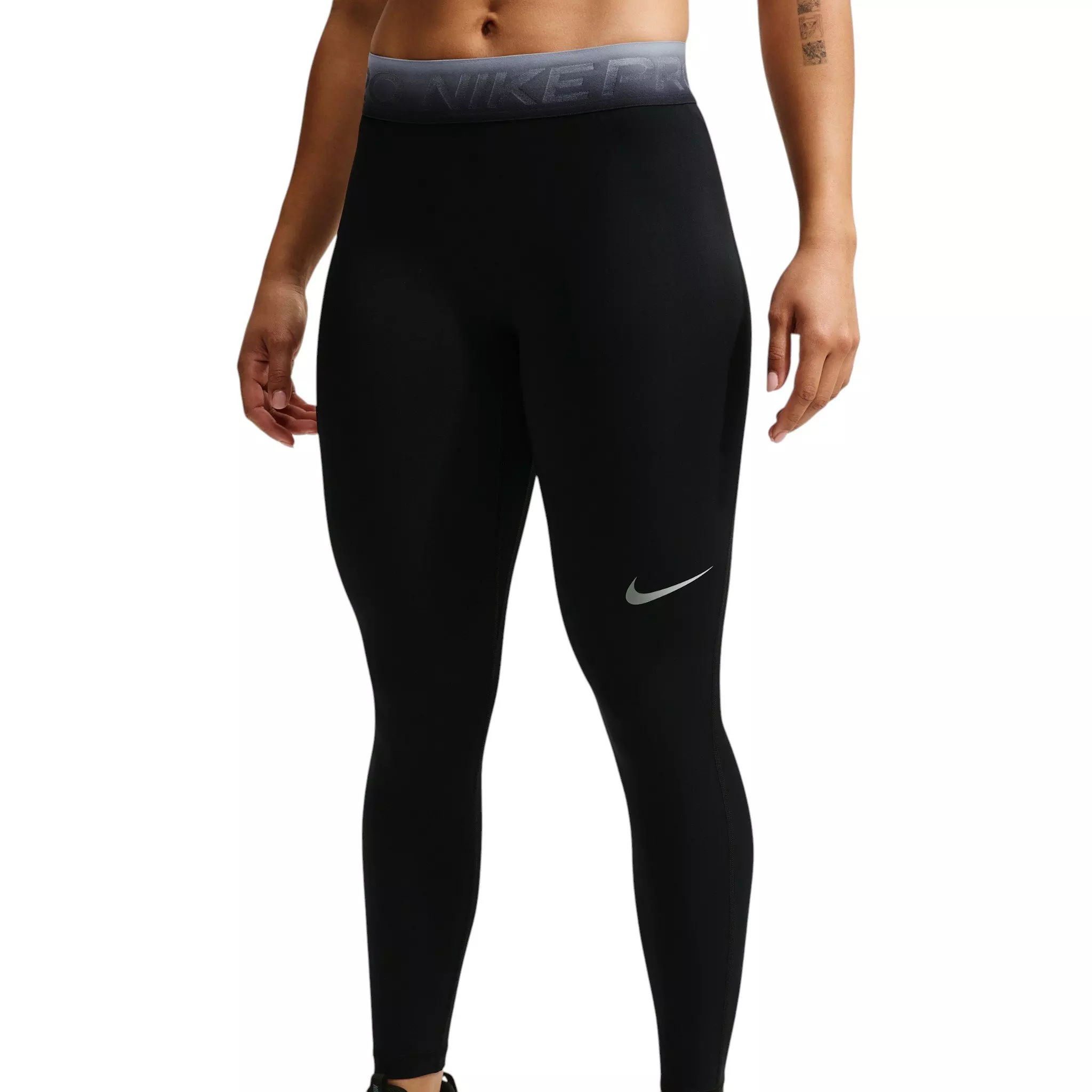 Nike Women's Pro Mid-Rise 7/8 Leggings - Black/Ghost - BLACK/GHOST