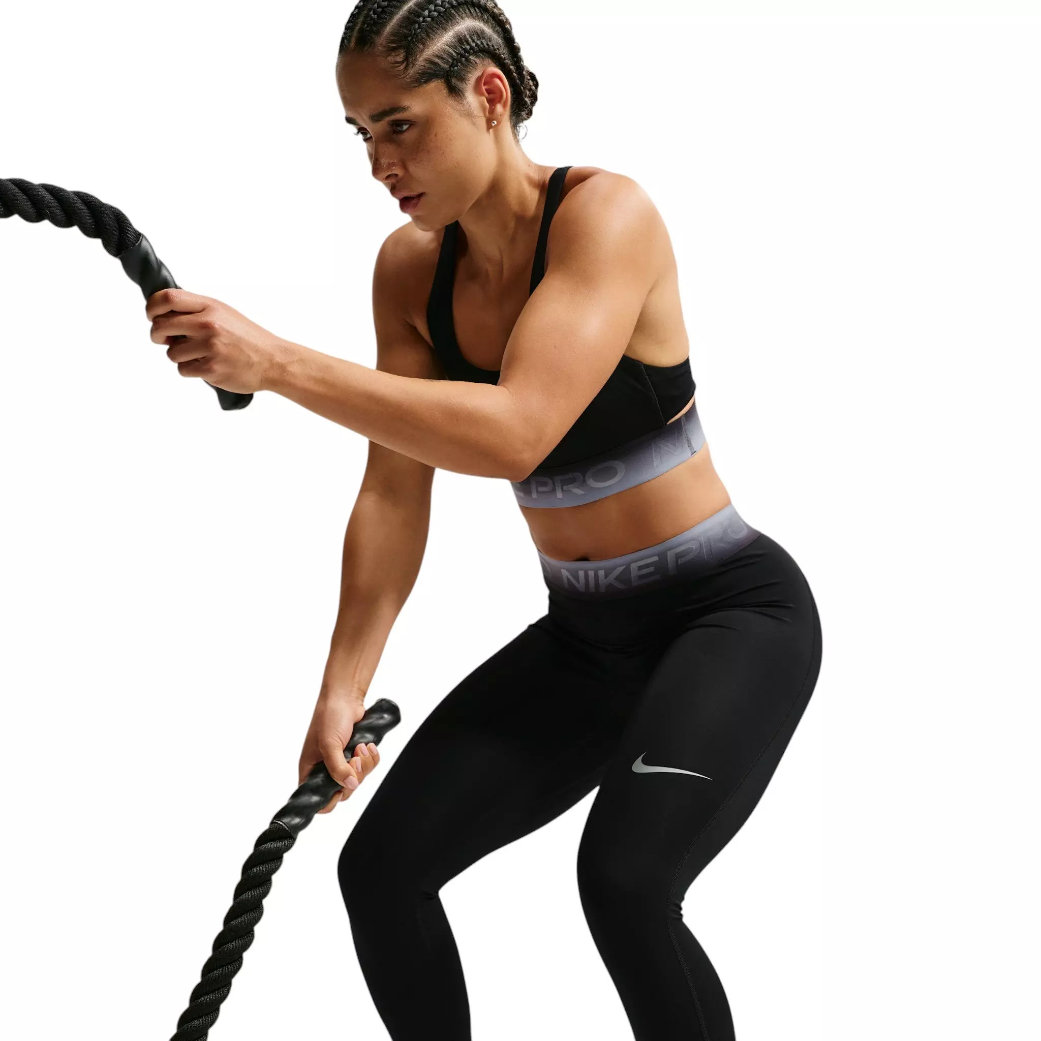 Nike Women's Pro Mid-Rise 7/8 Leggings - Black/Ghost - BLACK/GHOST