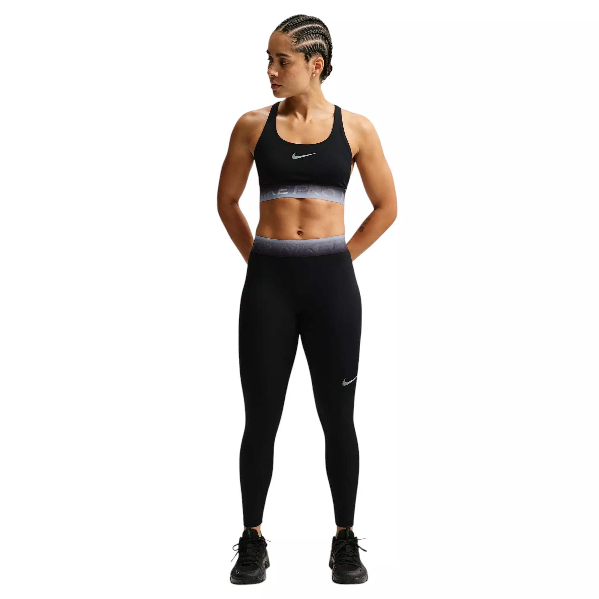 Nike Women's Pro Mid-Rise 7/8 Leggings - Black/Ghost - BLACK/GHOST