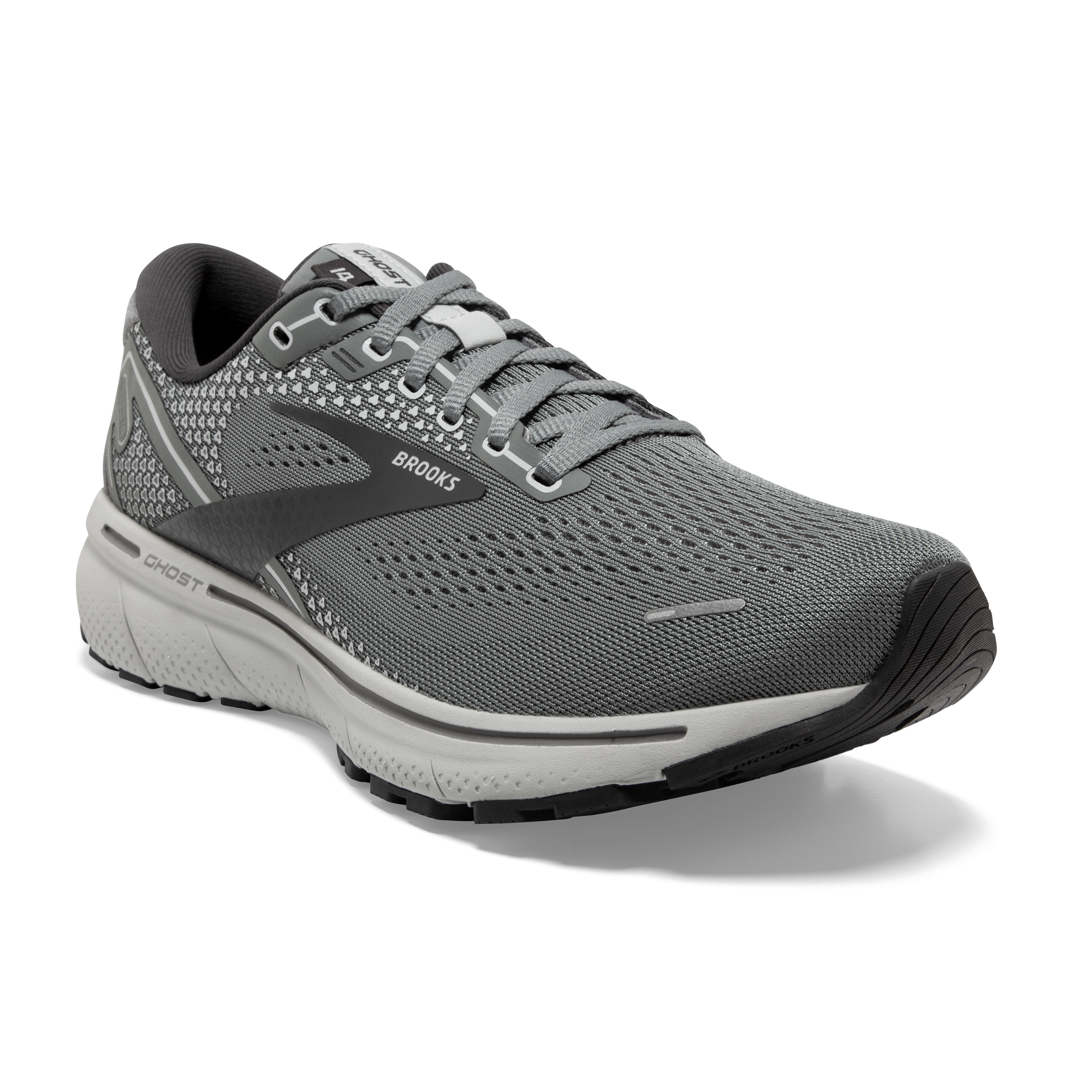Brooks Ghost 14 "Grey/Alloy/Oyster" Men's Narrow Running Shoe - GREY/ALLOY/OYSTER Thumbnail View 3