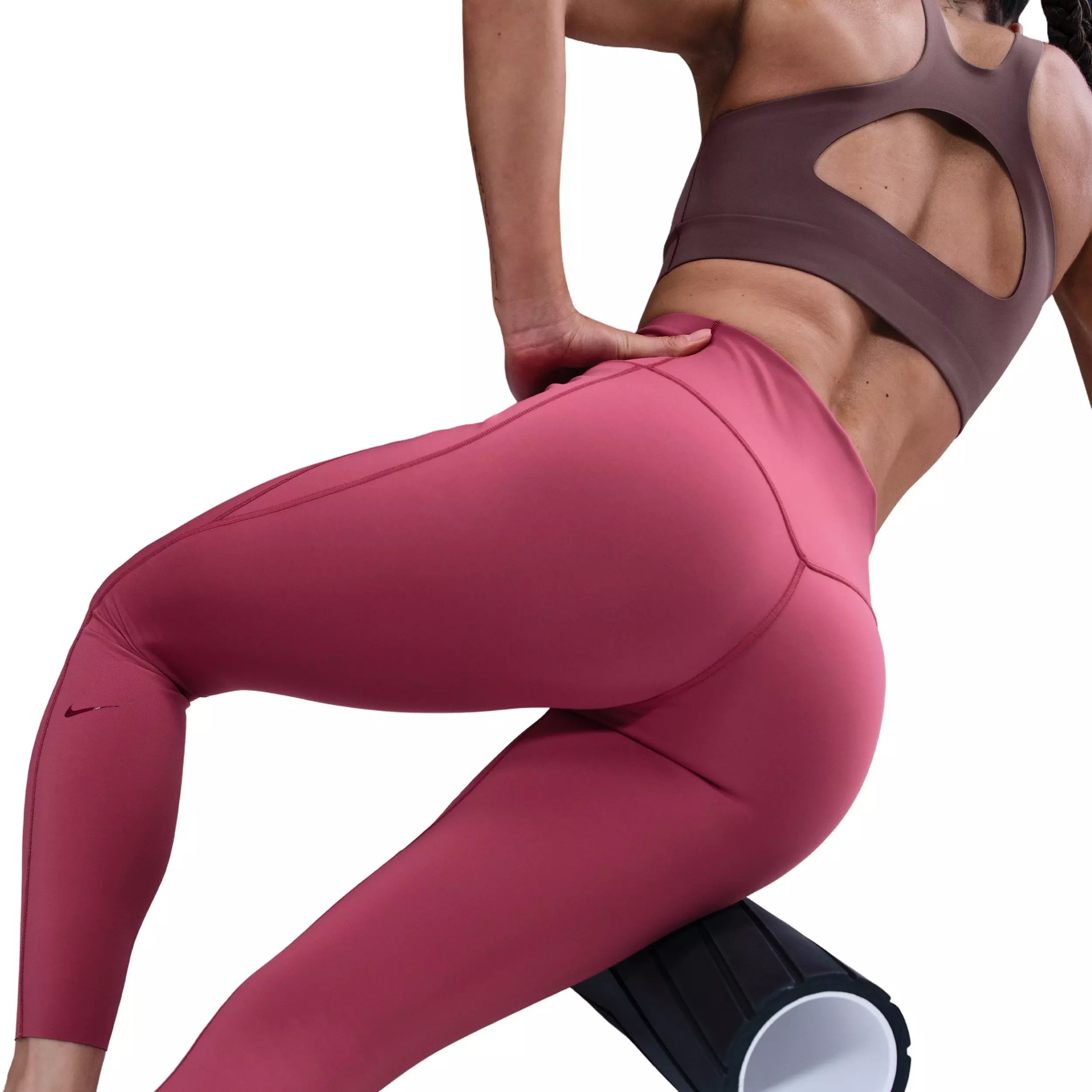 Nike Women's Universa High-Waisted 7/8 Leggings with No Front Seam - Beet Purple - BEET PURPLE