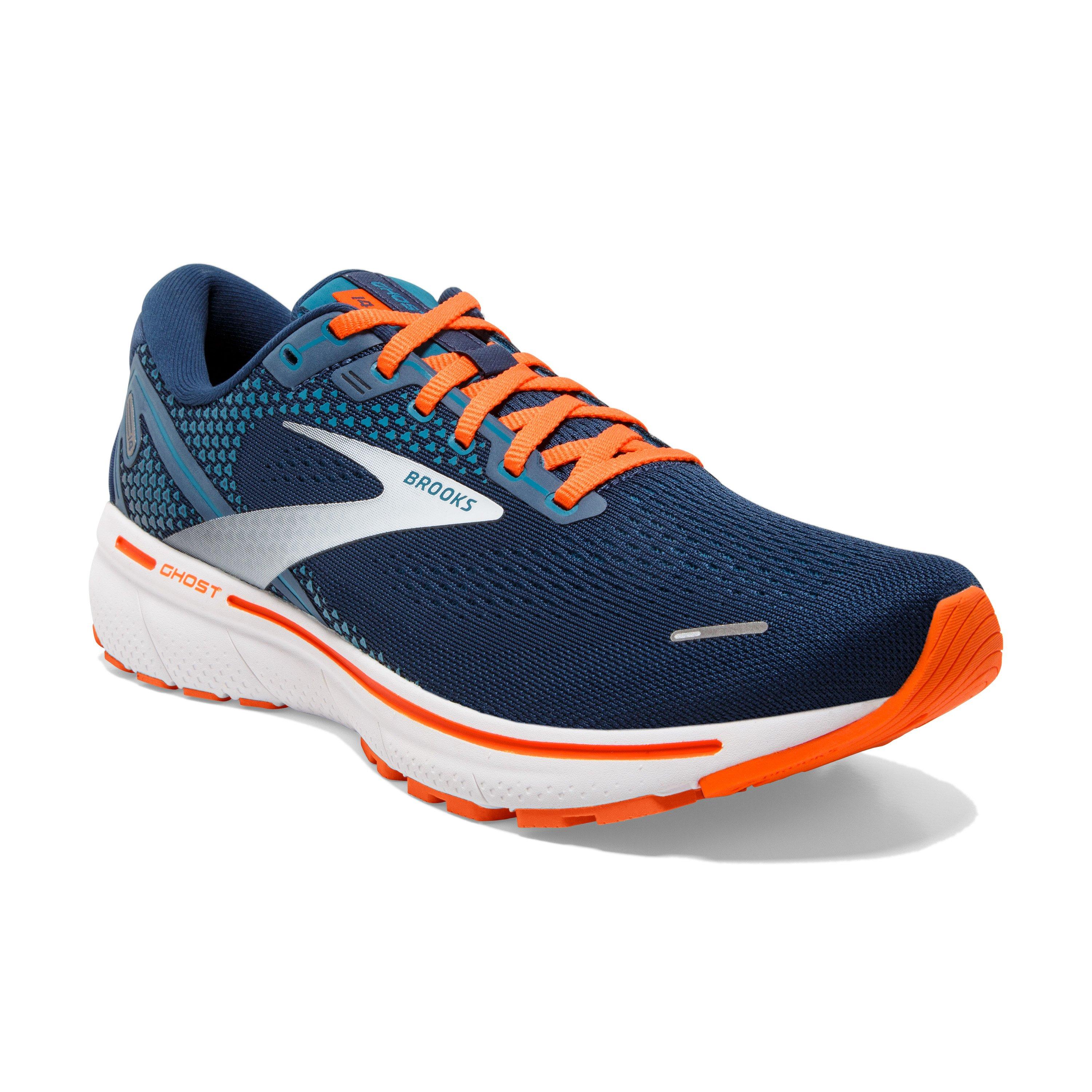 Brooks Ghost 14 "Titan/Teal/Flame" Men's Running Shoe - TITAN/TEAL/FLAME Thumbnail View 3