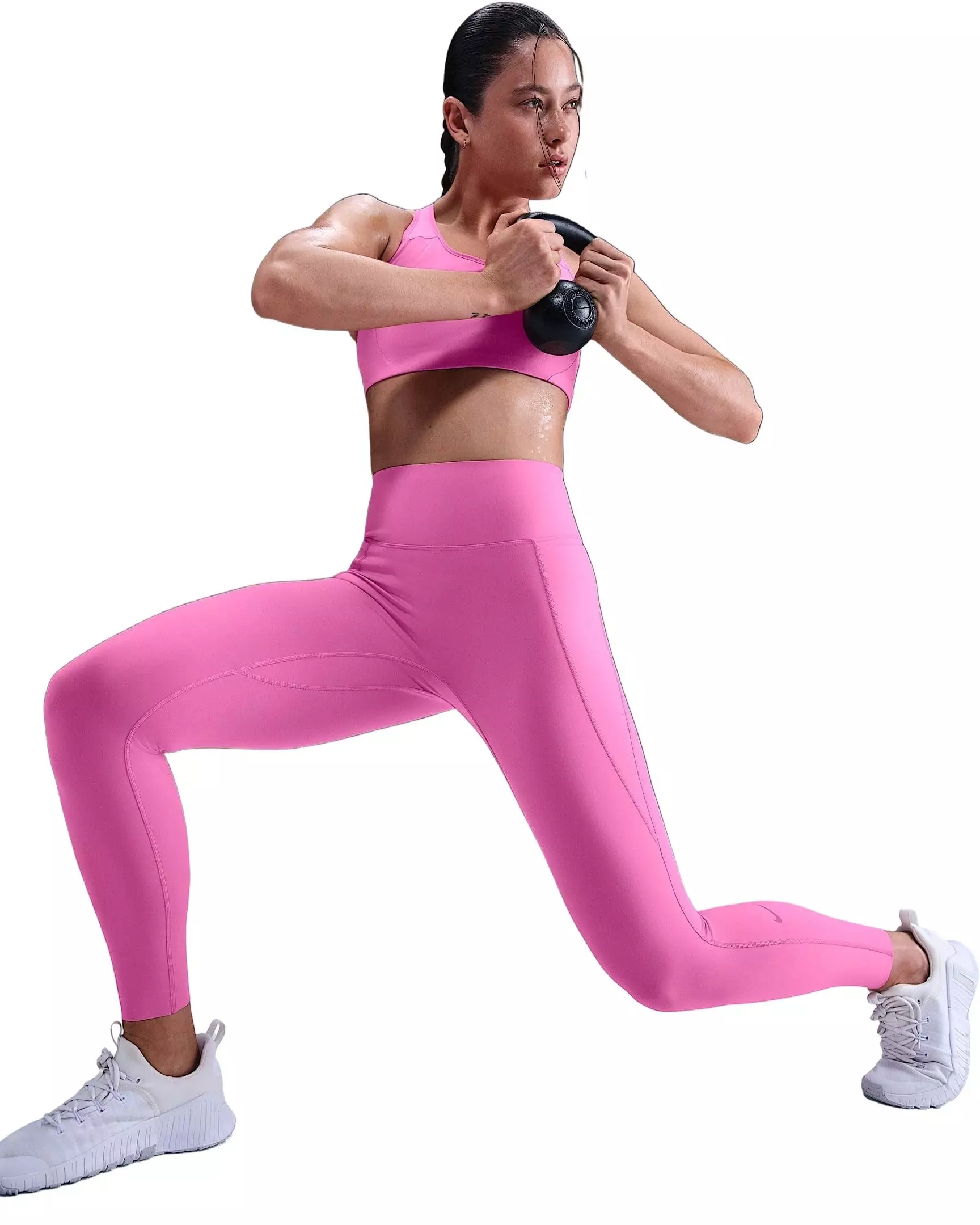 Nike Women's Universa High-Waisted 7/8 Leggings with No Front Seam - Pink - PINK