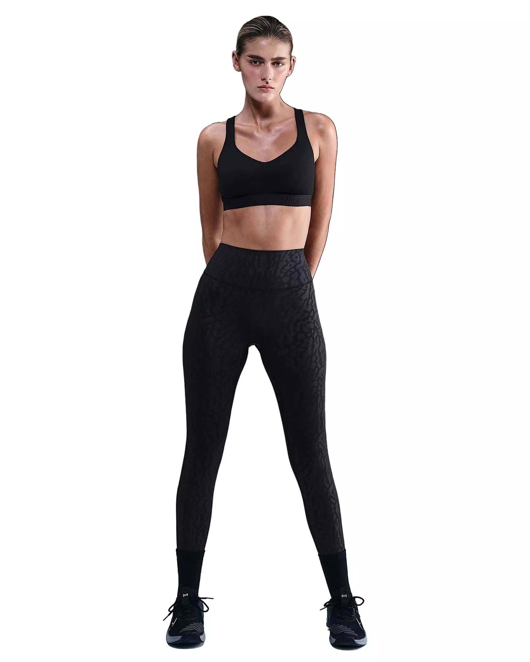 Nike Women's Universa High-Waisted 7/8 Leggings with No Front Seam -Black - BLACK