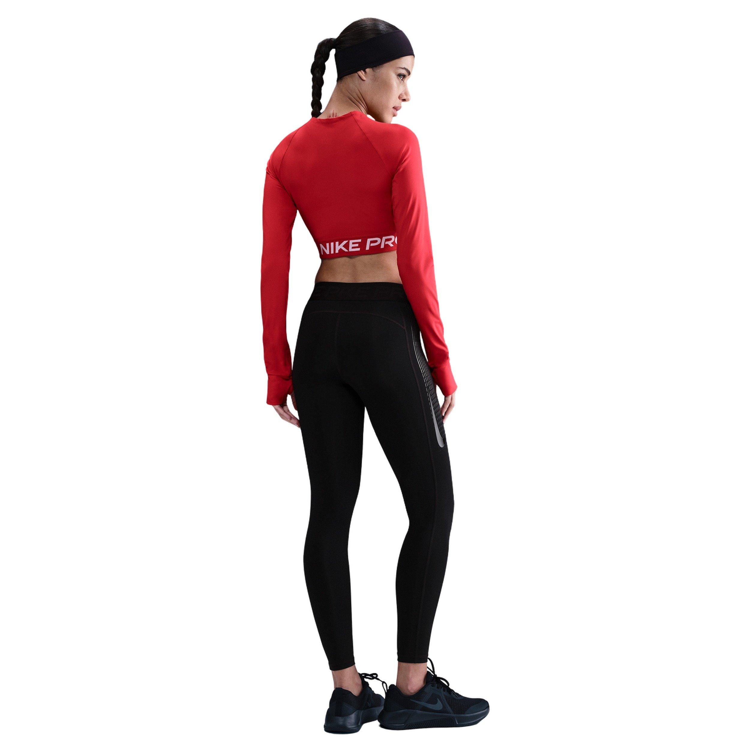 Nike Women's Pro Mid-Rise Full-Length Leggings - Black - BLACK Thumbnail View 2
