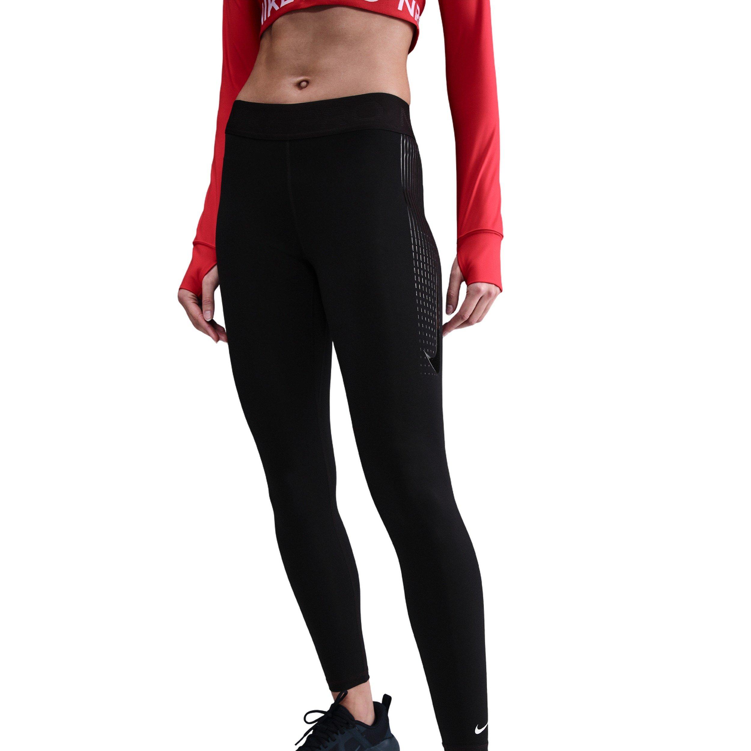 Nike Women's Pro Mid-Rise Full-Length Leggings - Black - BLACK Thumbnail View 3