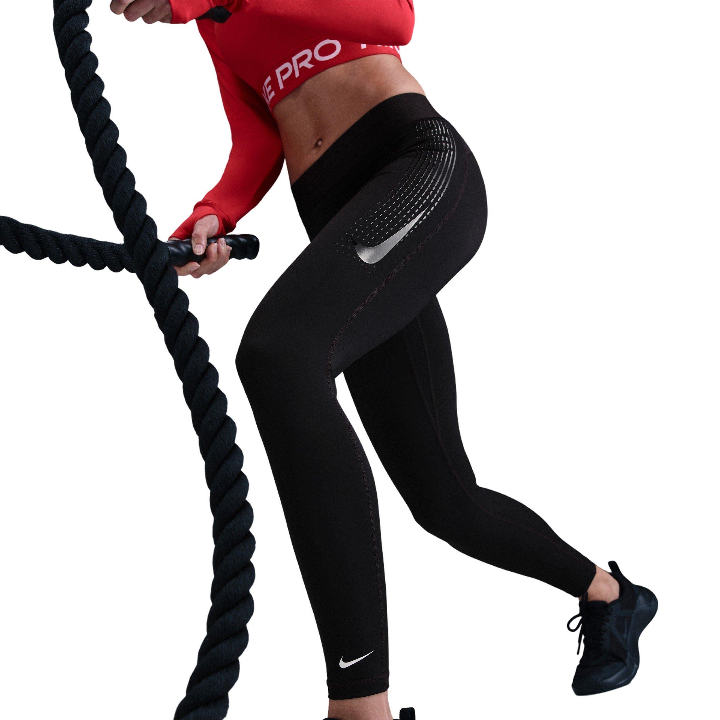 Nike Women's Pro Mid-Rise Full-Length Leggings - Black - BLACK Thumbnail View 5