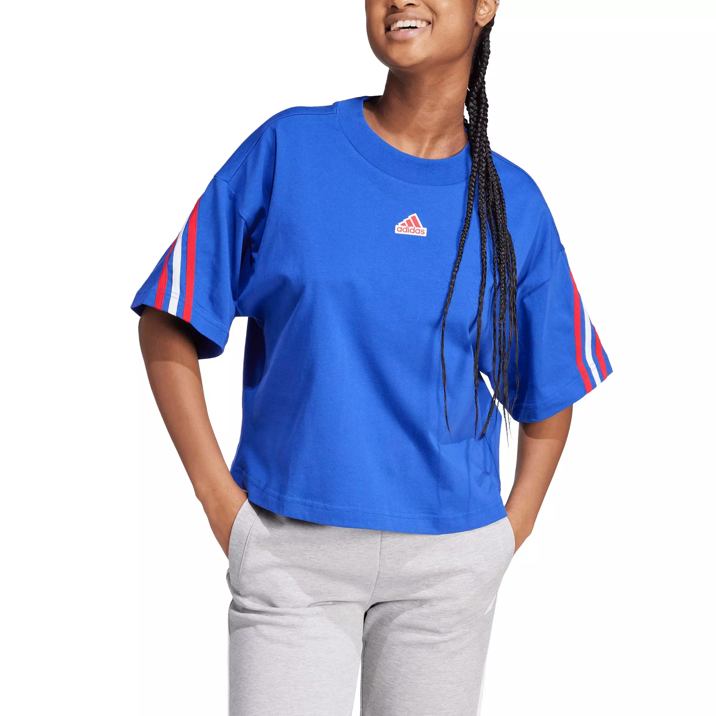adidas Women's Future Icons 3-Stripes T-Shirt - Blue - BLUE