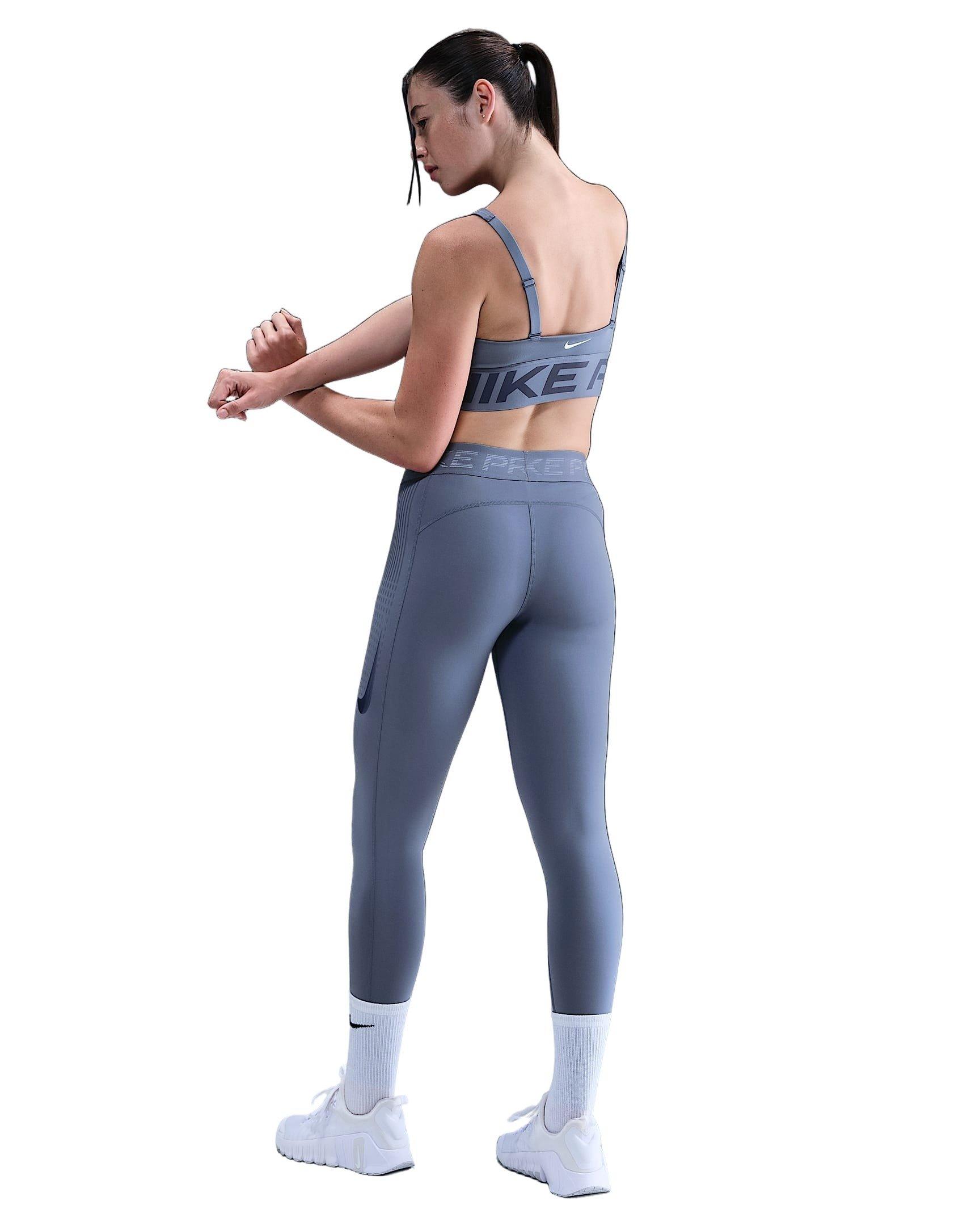 Nike Women's Pro Mid-Rise Full-Length Leggings - Blue - BLUE Thumbnail View 2