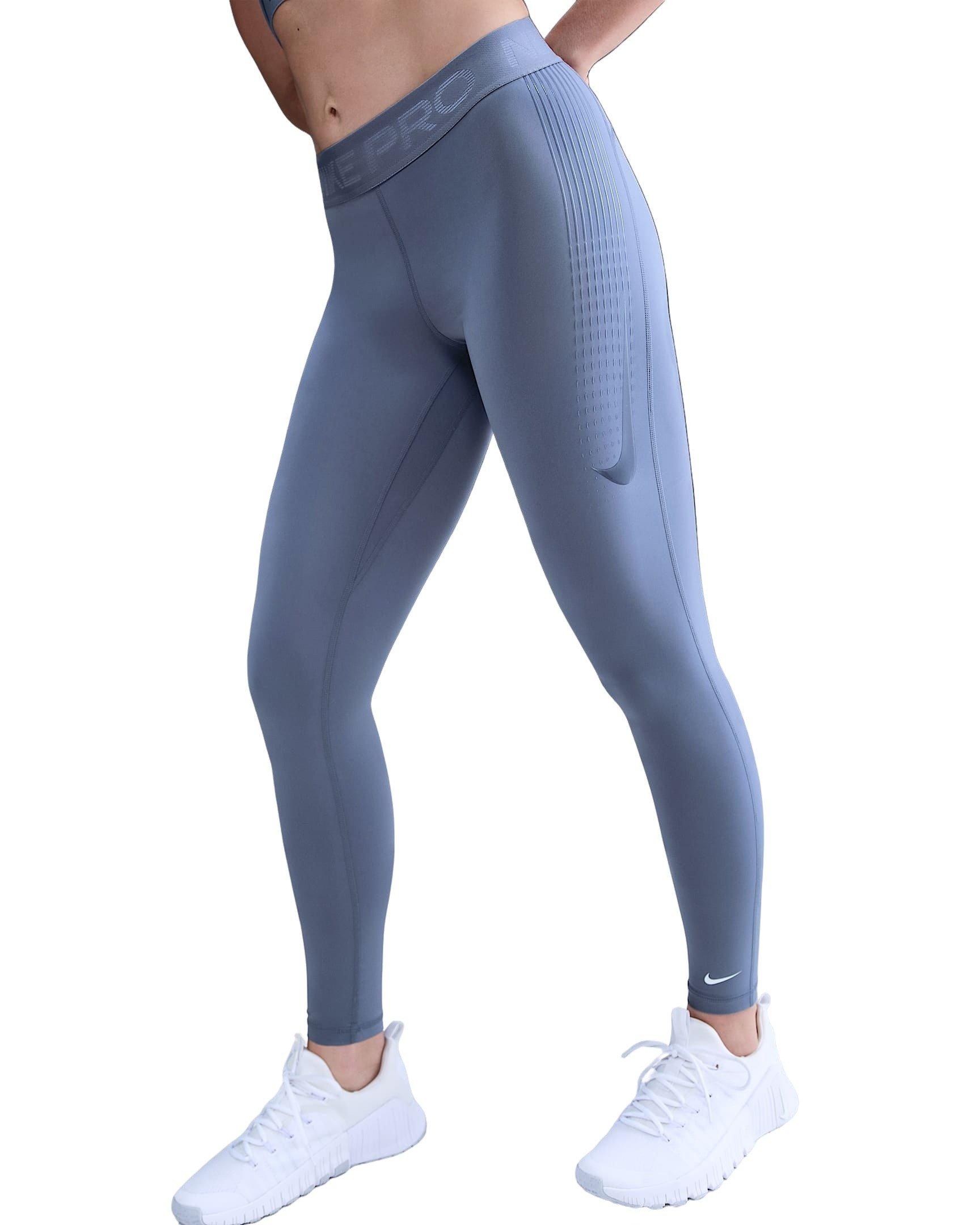 Nike Women's Pro Mid-Rise Full-Length Leggings - Blue - BLUE Thumbnail View 3