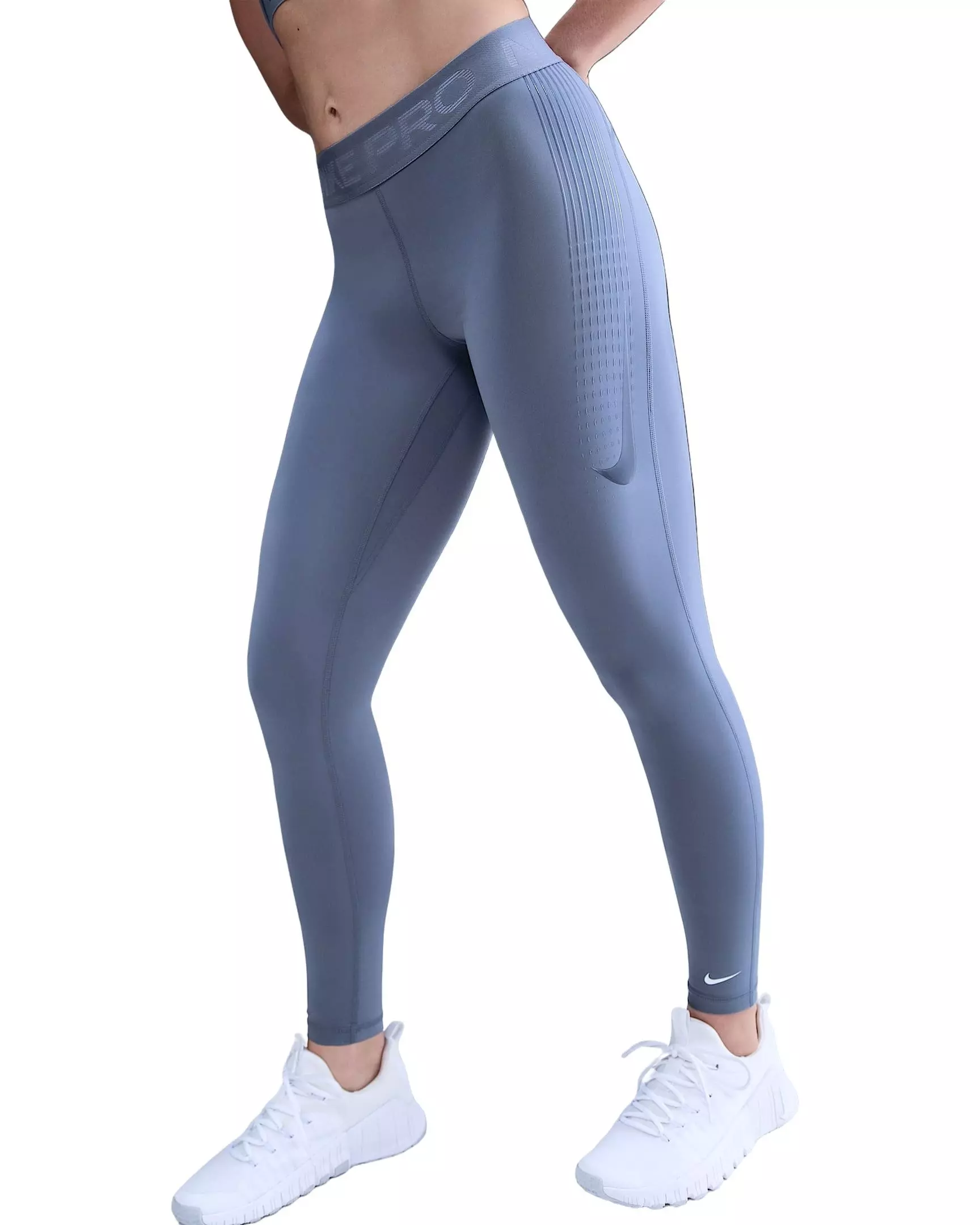 Nike Women's Pro Mid-Rise Full-Length Leggings - Blue - BLUE
