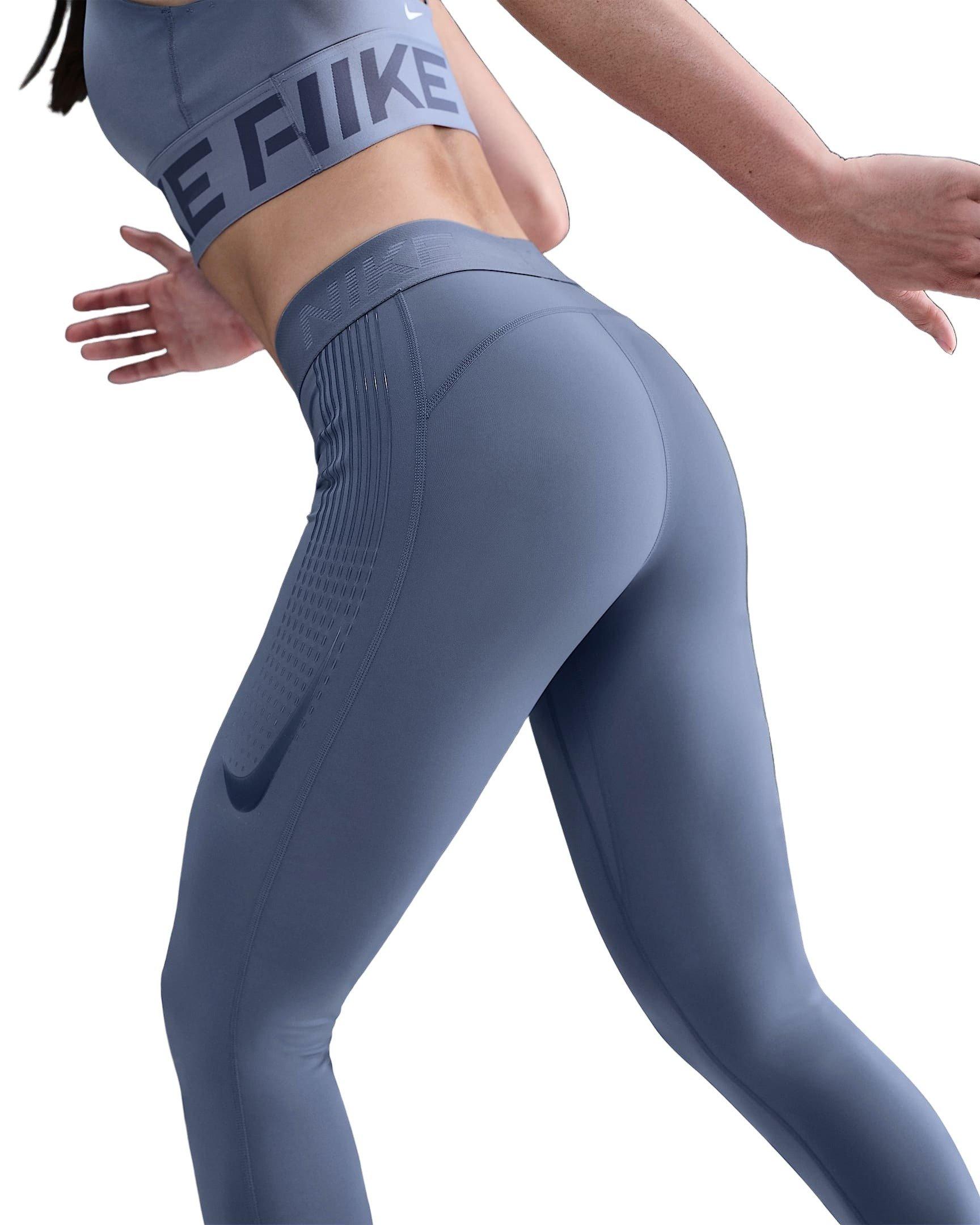Nike Women's Pro Mid-Rise Full-Length Leggings - Blue - BLUE Thumbnail View 4
