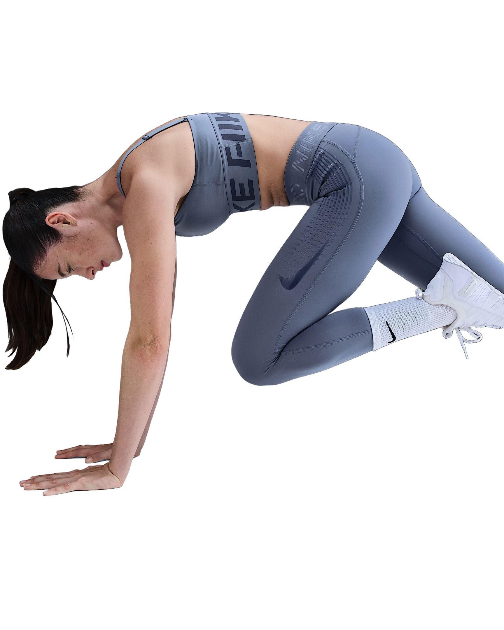 Nike Women's Pro Mid-Rise Full-Length Leggings - Blue - BLUE Thumbnail View 5