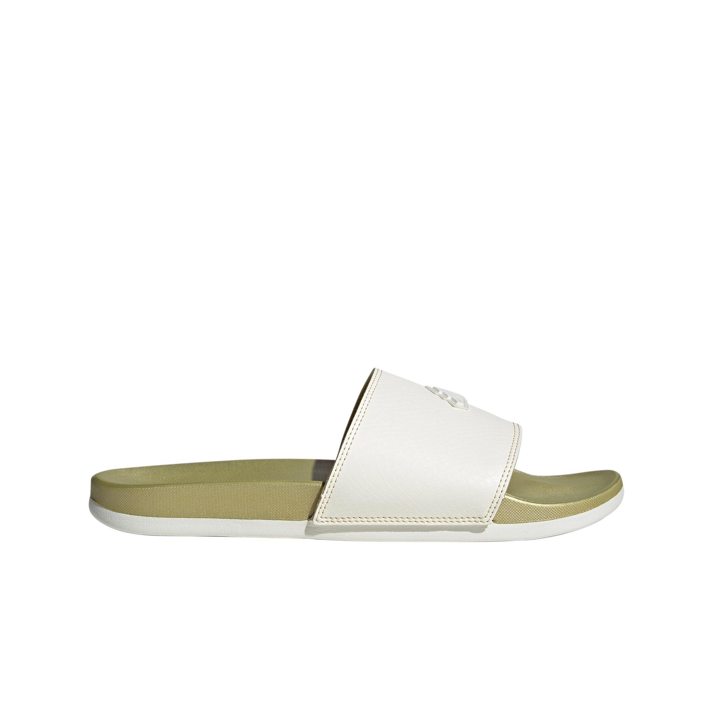 adidas Adilette Comfort "Core White/Core White/Gold Metallic" Unisex Slide - WHITE Thumbnail View 1