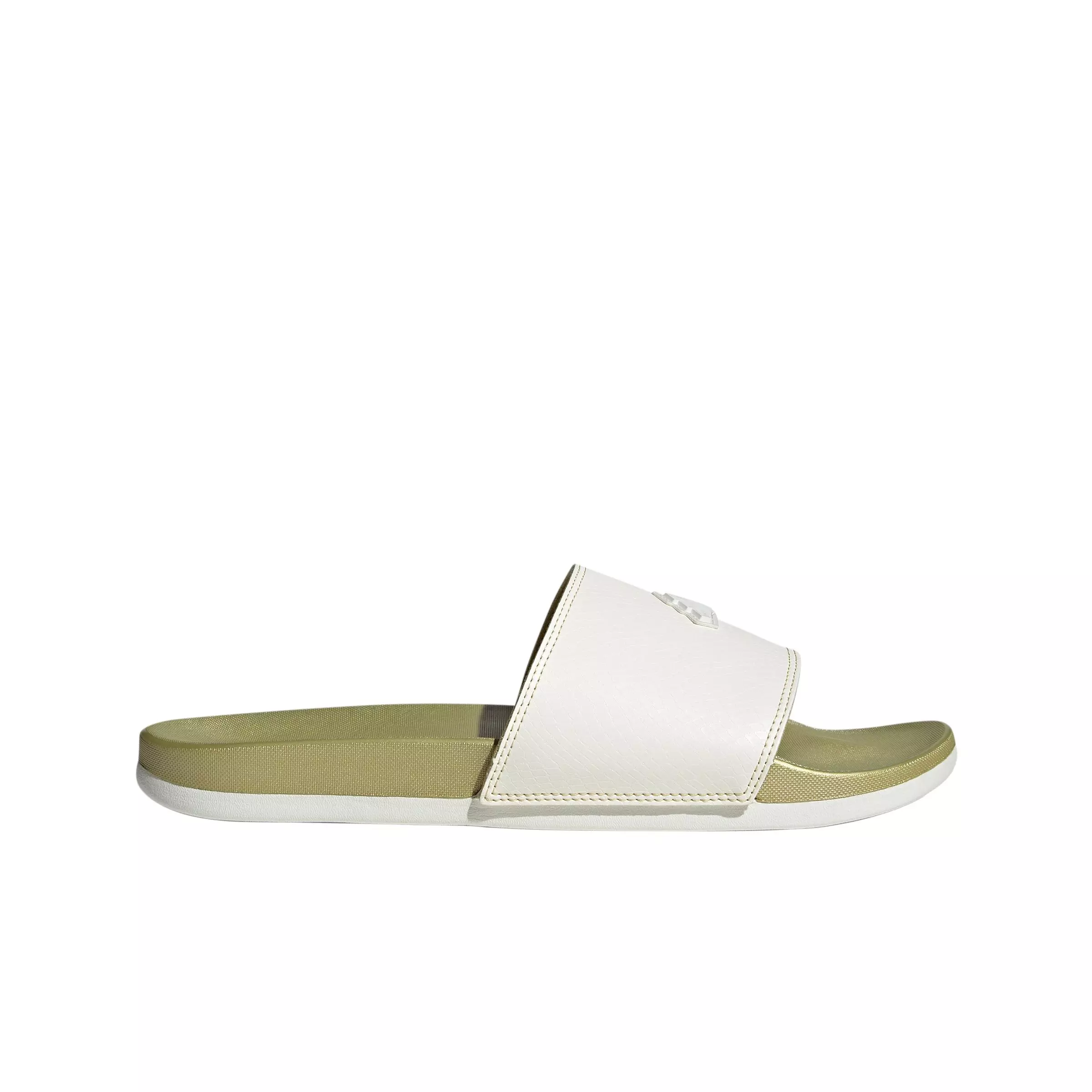 adidas Adilette Comfort "Core White/Core White/Gold Metallic" Unisex Slide - WHITE