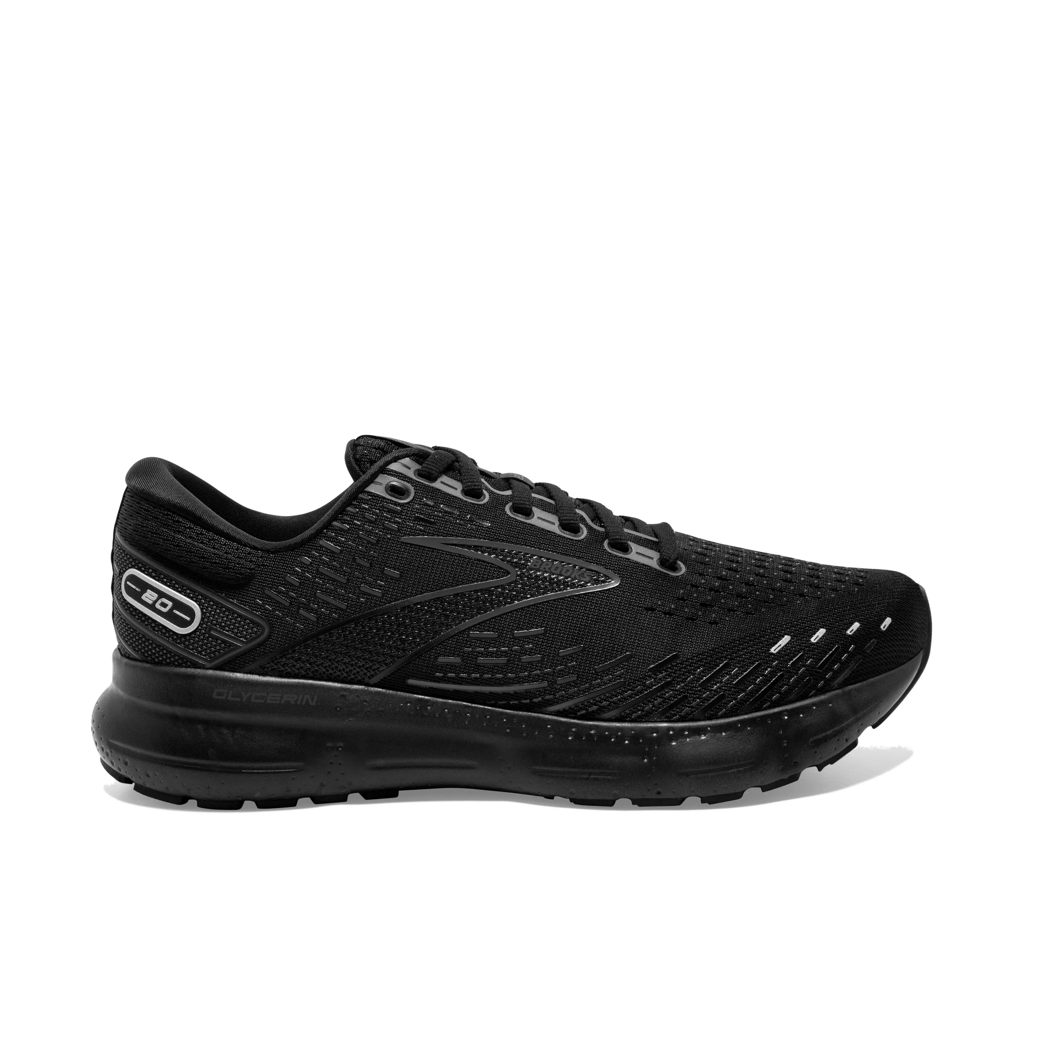 Brooks Glycerin 20 Black/Black/Ebony Men's Wide Running Shoe - Hibbett