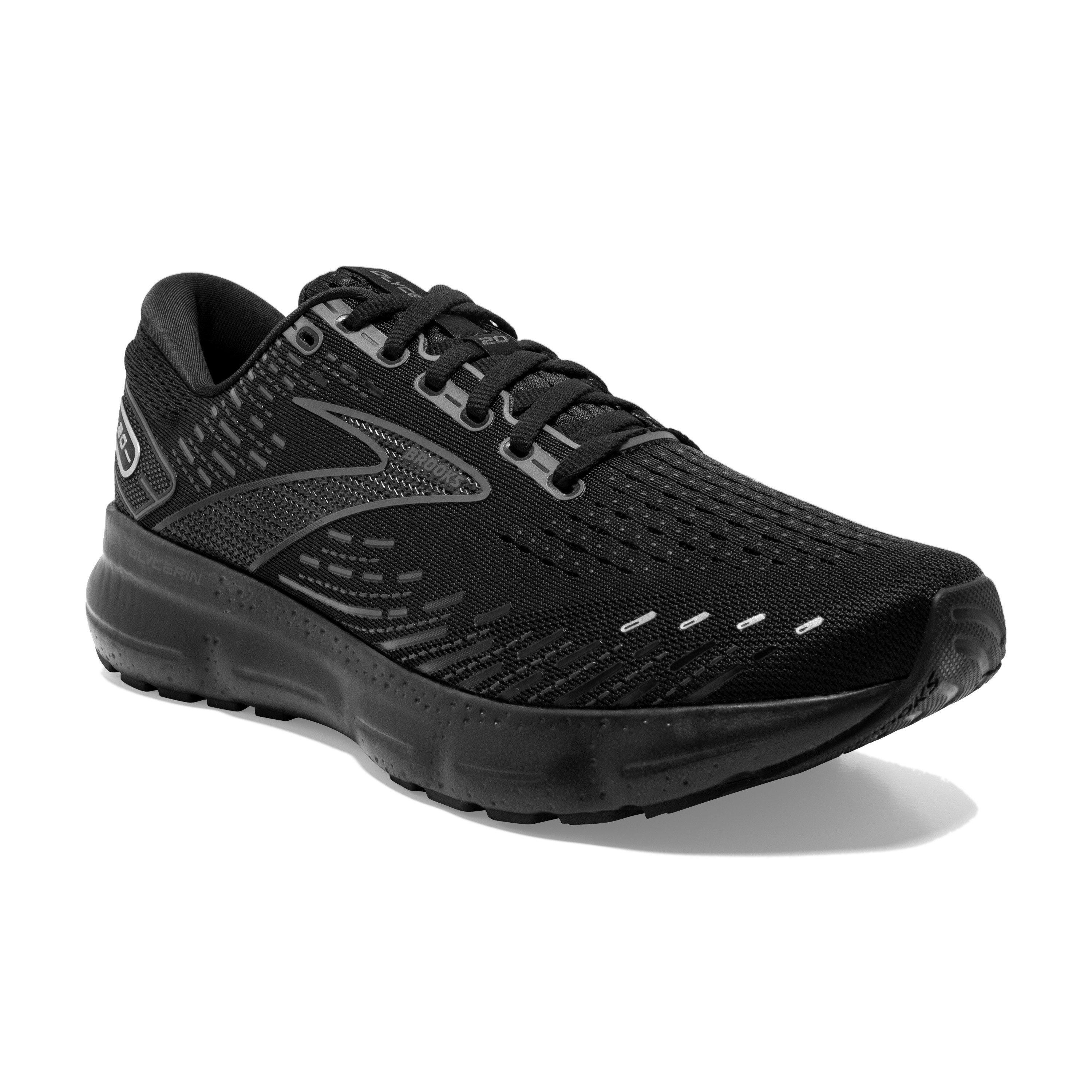 Brooks Glycerin 20 "Black/Black/Ebony" Men's Wide Running Shoe - BLACK/BLACK/EBONY Thumbnail View 3
