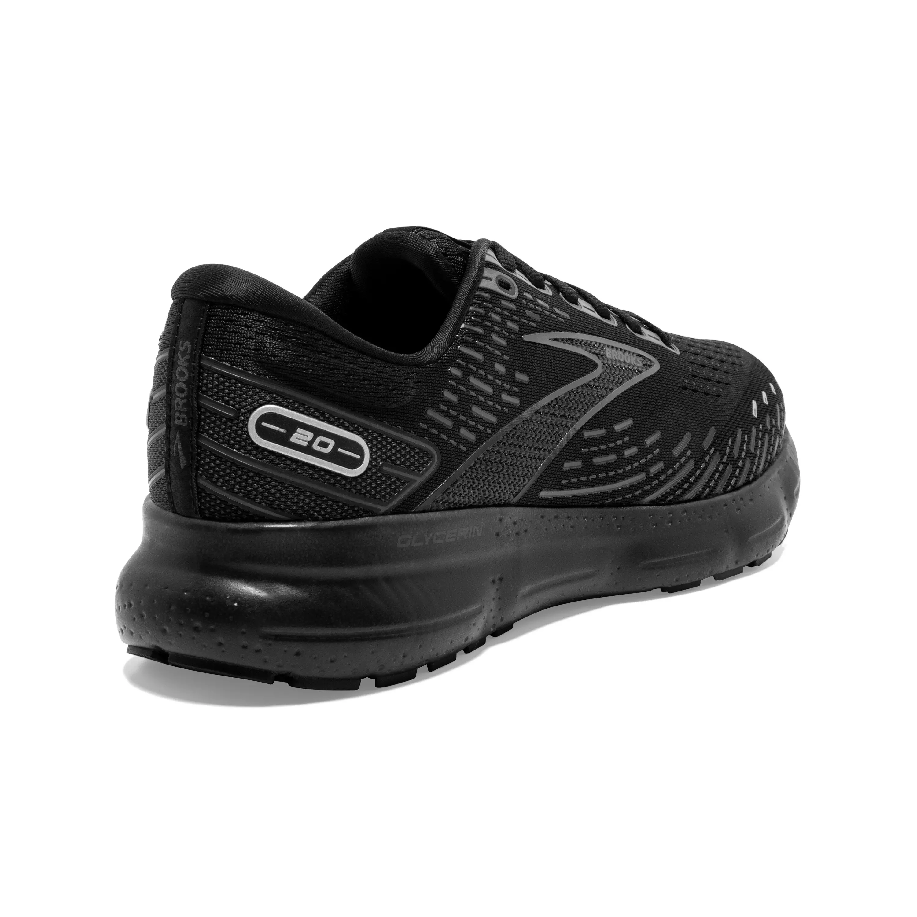 Brooks Glycerin 20 "Black/Black/Ebony" Men's Wide Running Shoe - BLACK/BLACK/EBONY