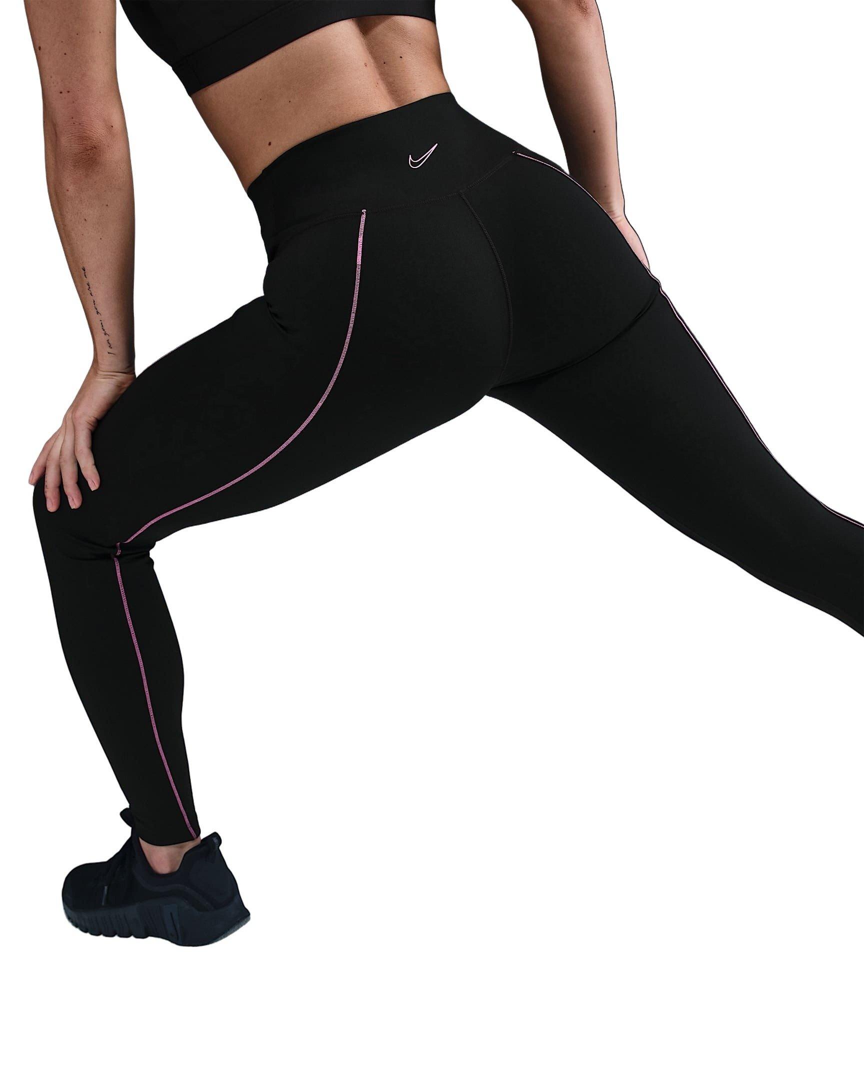 Nike Women's One High-Waisted Full-Length Leggings - Black/Pink - BLACK/PINK Thumbnail View 2