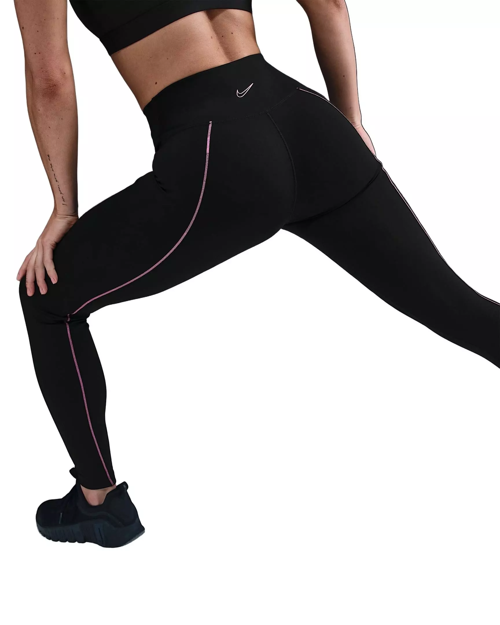 Nike Women's One High-Waisted Full-Length Leggings - Black/Pink - BLACK/PINK