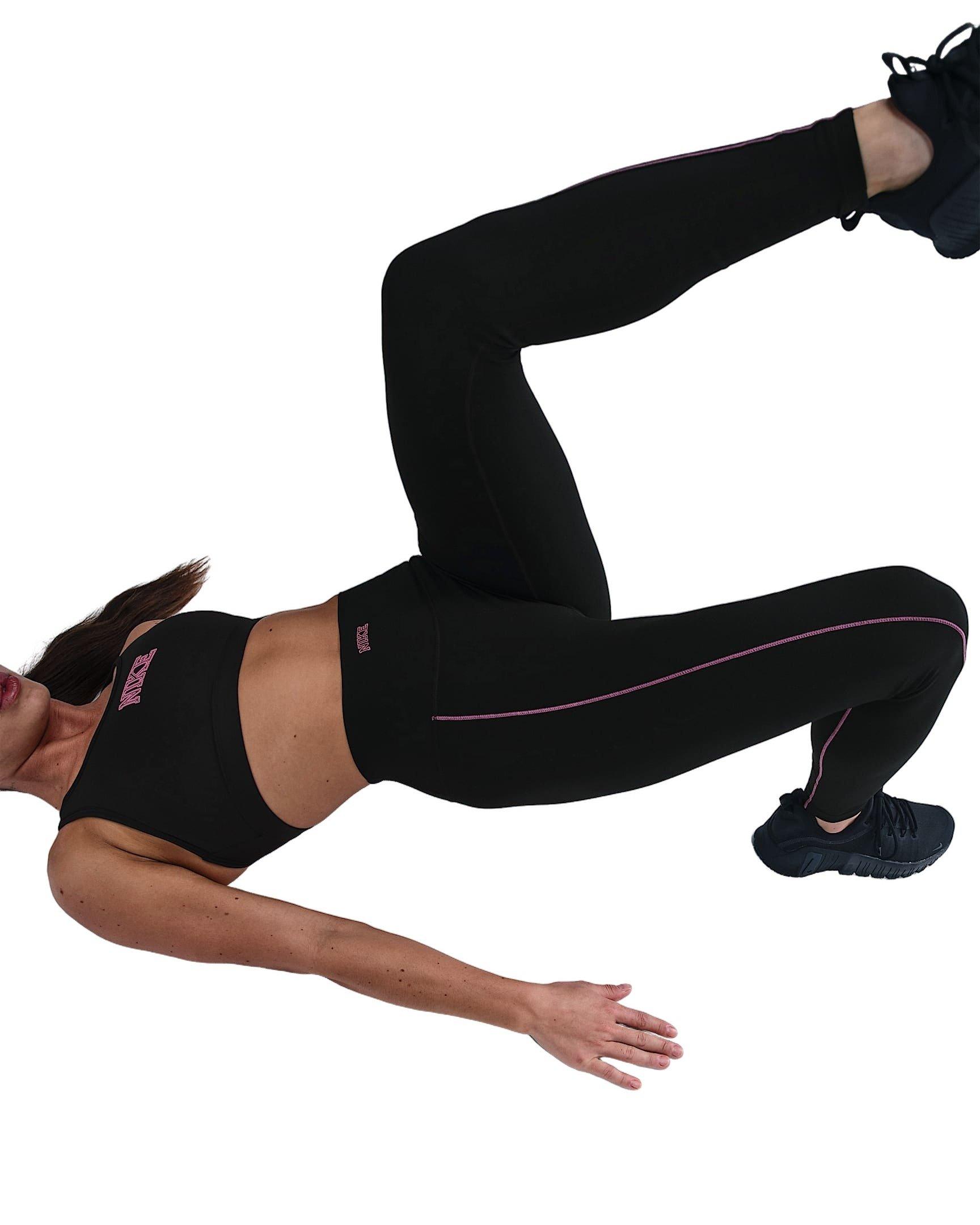 Nike Women's One High-Waisted Full-Length Leggings - Black/Pink - BLACK/PINK Thumbnail View 3