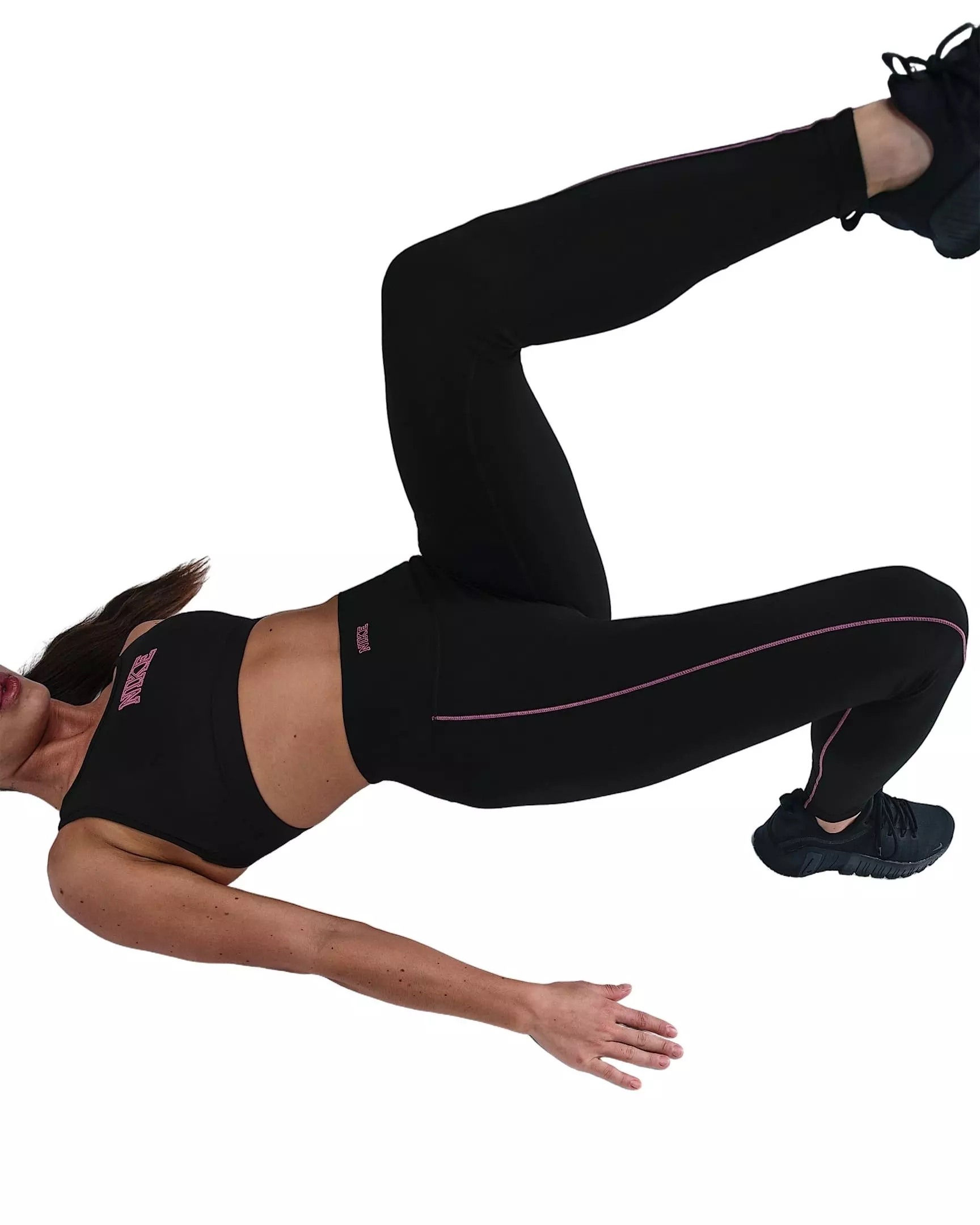 Nike Women's One High-Waisted Full-Length Leggings - Black/Pink - BLACK/PINK