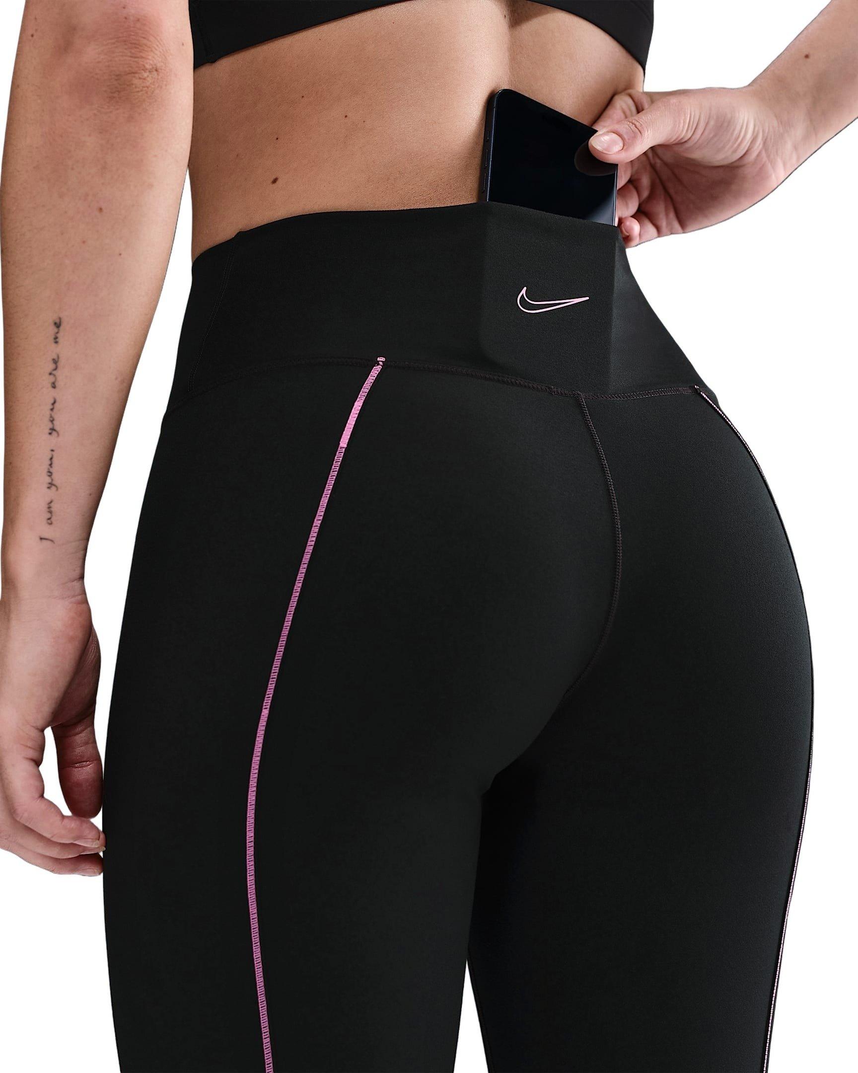 Nike Women's One High-Waisted Full-Length Leggings - Black/Pink - BLACK/PINK Thumbnail View 4