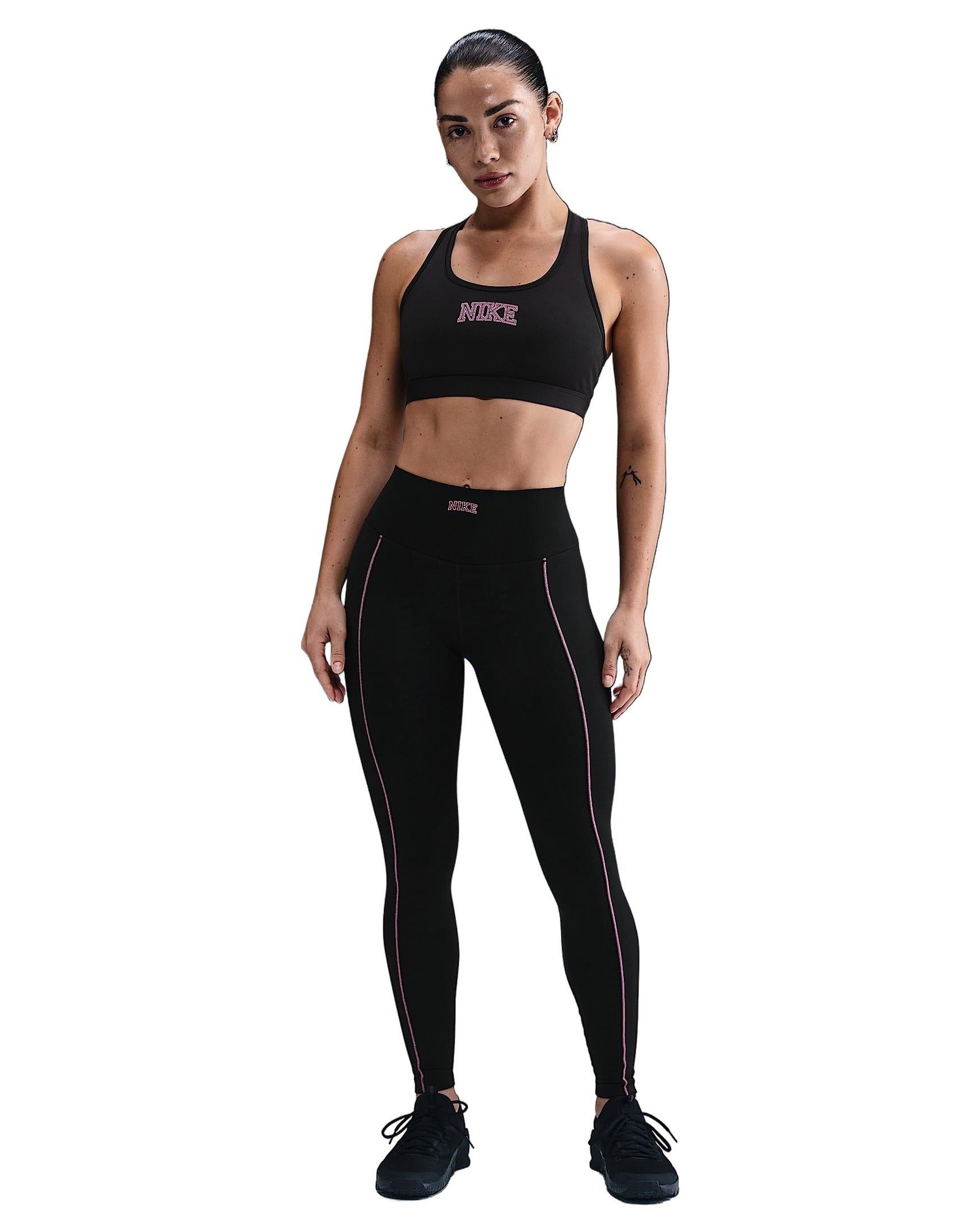 Nike Women's One High-Waisted Full-Length Leggings - Black/Pink - BLACK/PINK Thumbnail View 5