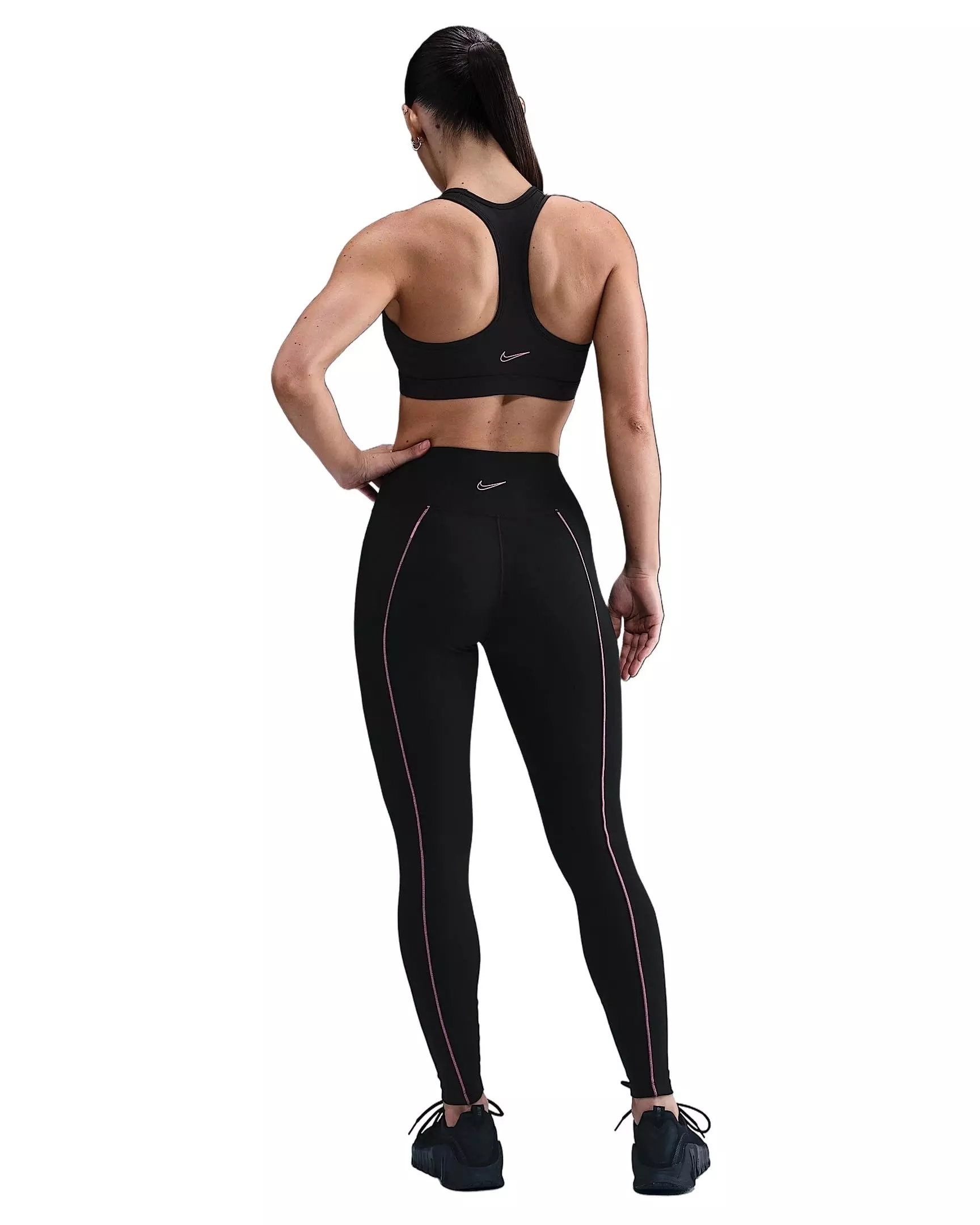 Nike Women's One High-Waisted Full-Length Leggings - Black/Pink - BLACK/PINK
