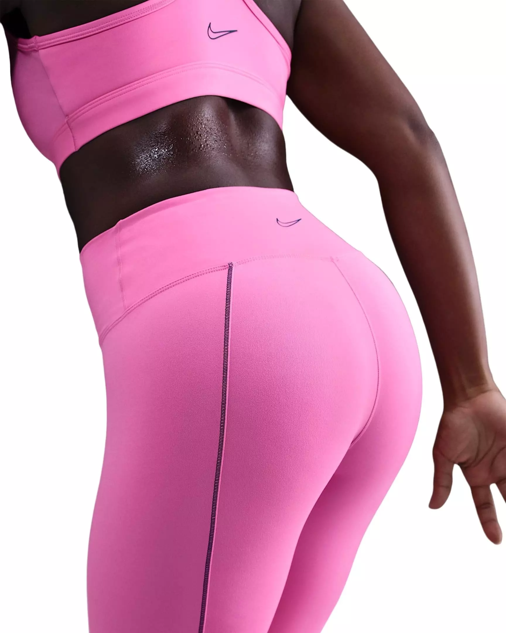 Nike Women's One High-Waisted Full-Length Leggings - Pink/Black - PINK/BLACK