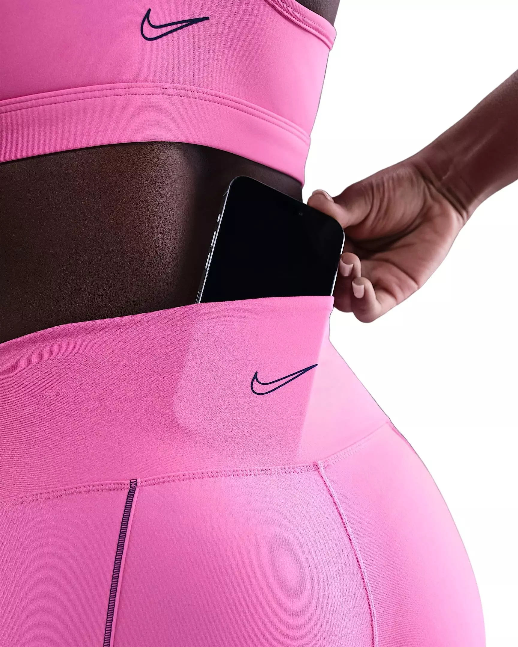 Nike Women's One High-Waisted Full-Length Leggings - Pink/Black - PINK/BLACK