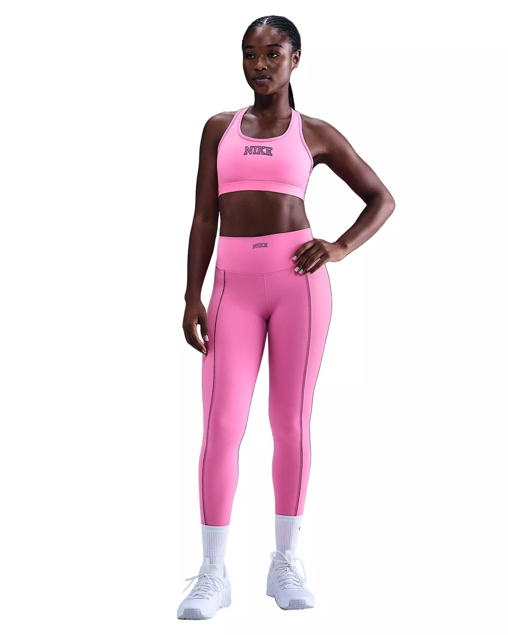 Nike Women's One High-Waisted Full-Length Leggings - Pink/Black - PINK/BLACK