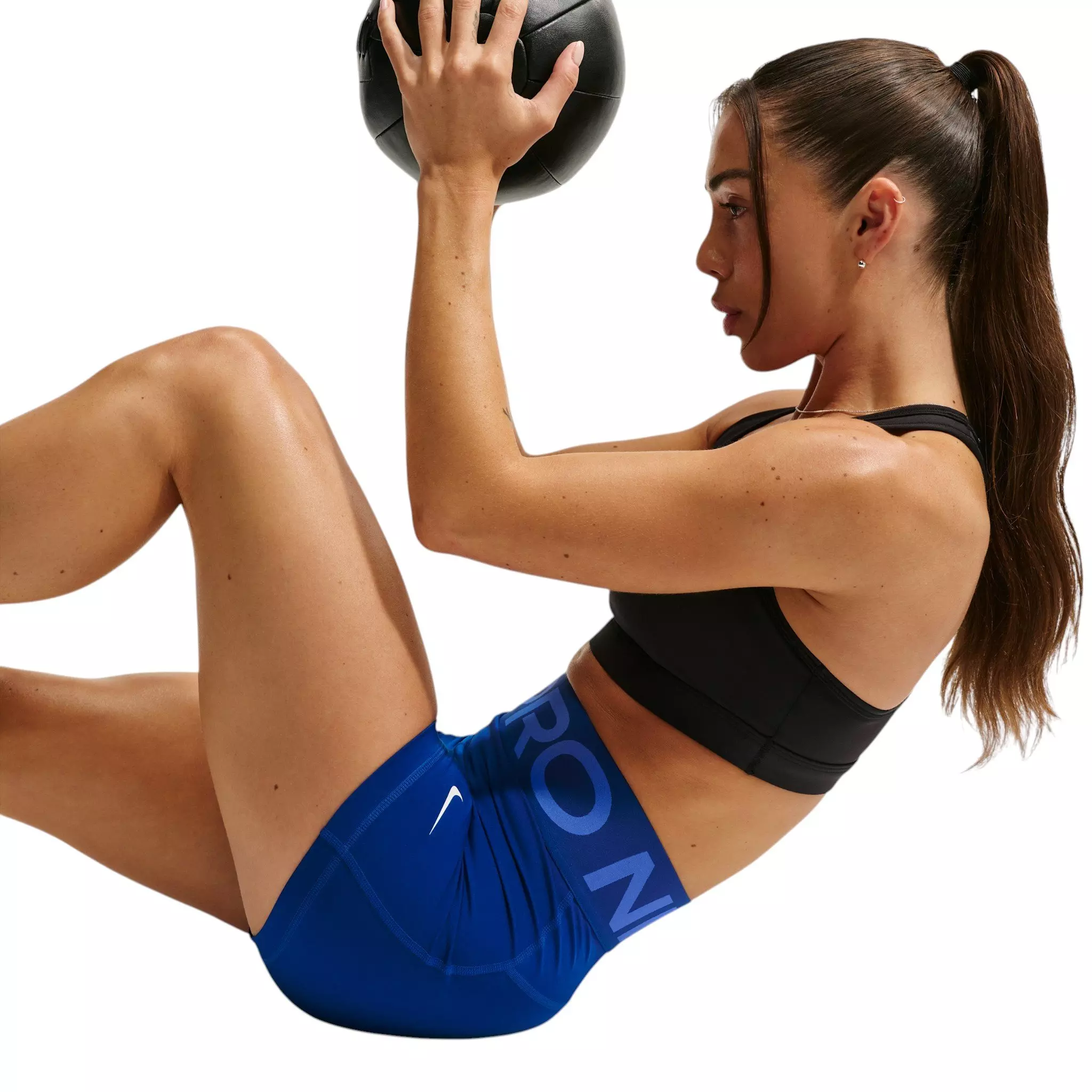 Nike Women's Pro Sculpt High-Waisted 3" Biker Shorts - Royal/White - ROYAL/WHITE