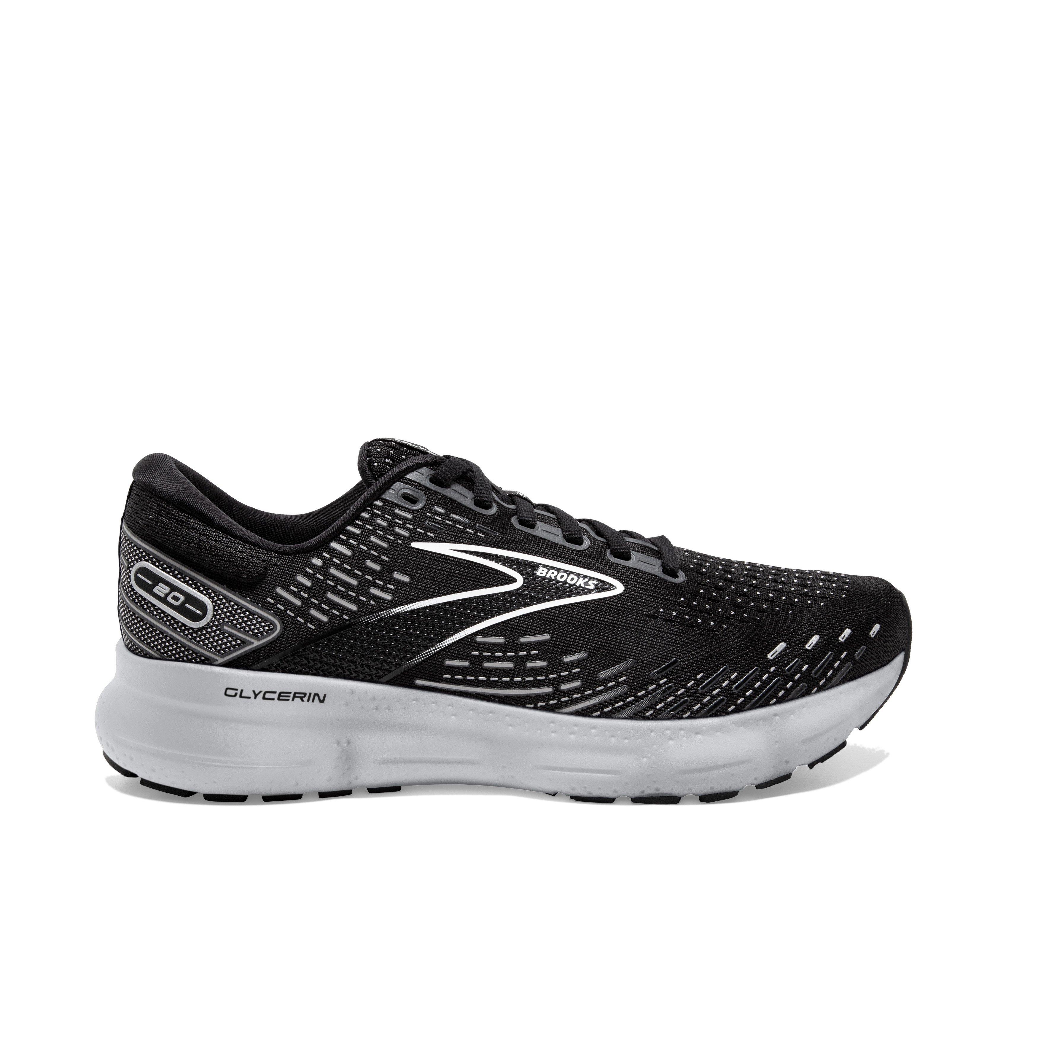 Brooks Glycerin 20 Mens Running Shoes Black White 1103821D059 Size 11.5 Medium D Brooks Glycerin 20 Black Alloy for sale | eBay main image 3