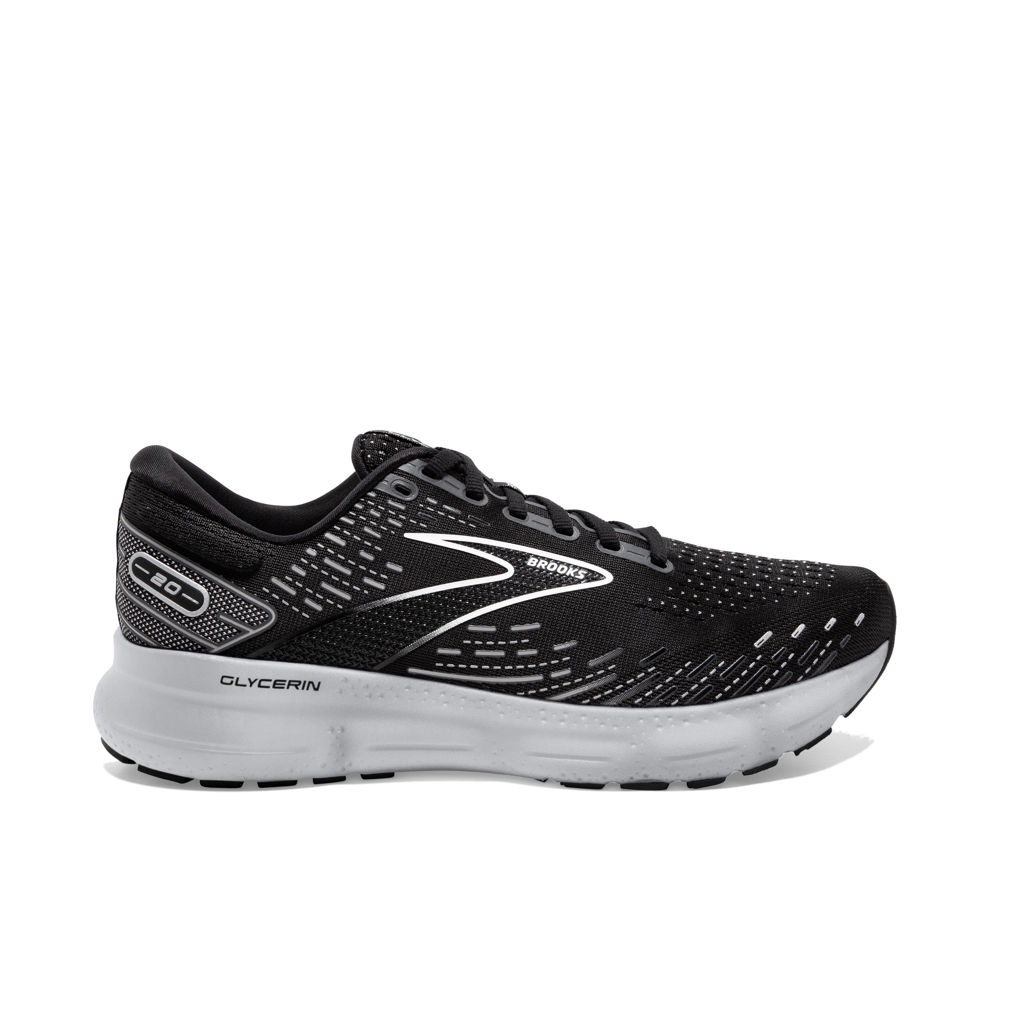 Brooks Glycerin 20 Black/White/Alloy Men's Wide Running Shoe - Hibbett