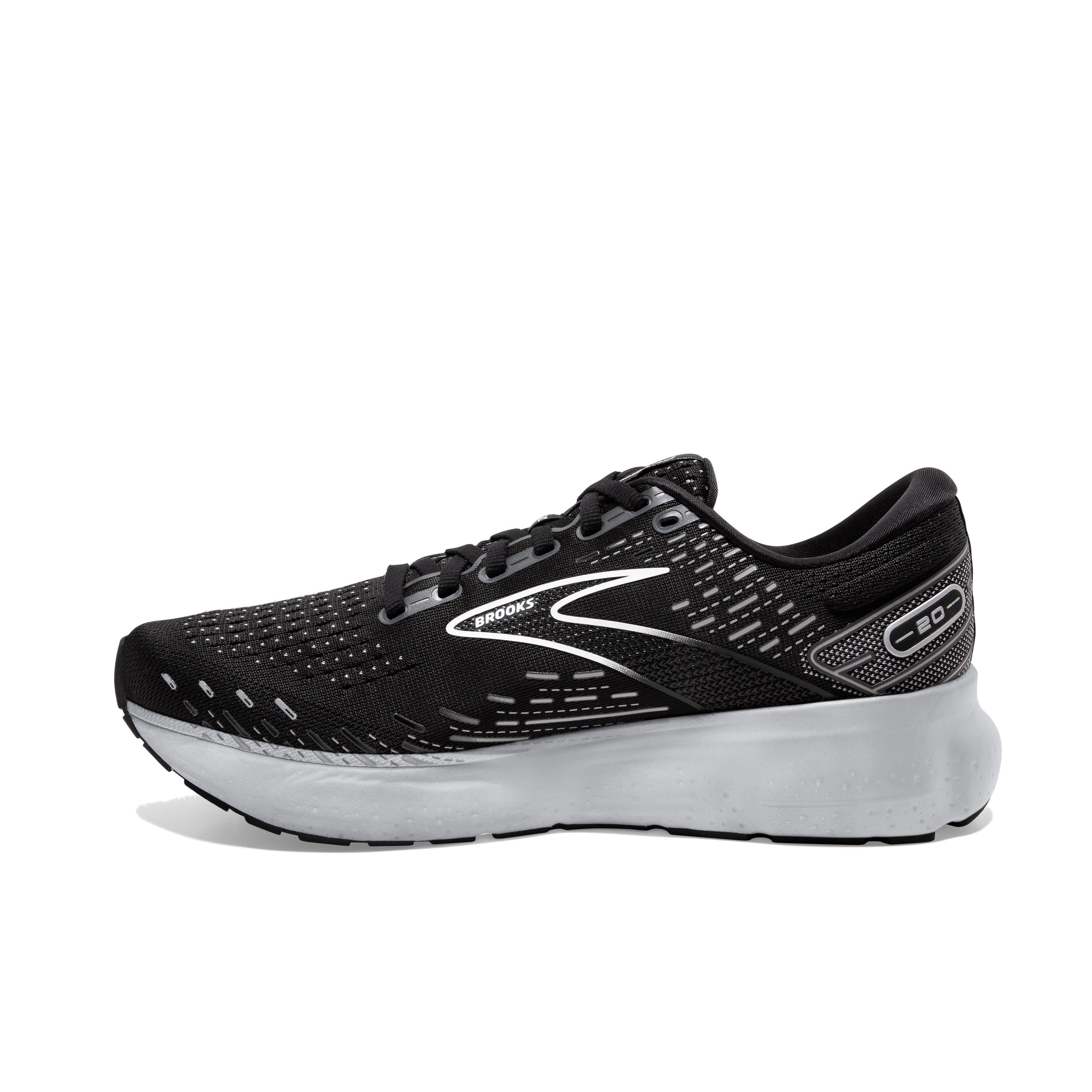 Brooks Glycerin 20 "Black/White/Alloy" Men's Wide Running Shoe - BLACK/WHITE/ALLOY Thumbnail View 2