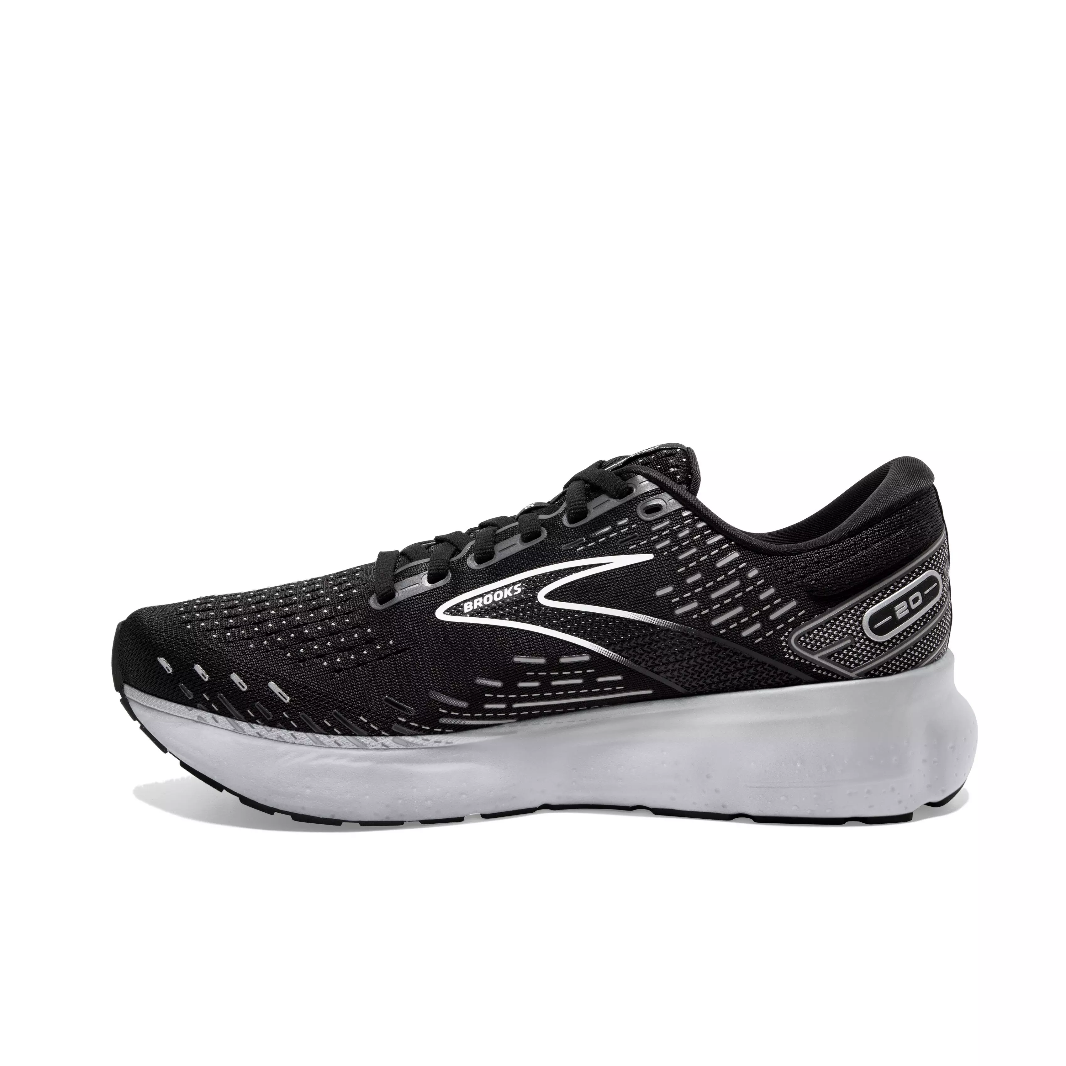 Brooks Glycerin 20 "Black/White/Alloy" Men's Wide Running Shoe - BLACK/WHITE/ALLOY