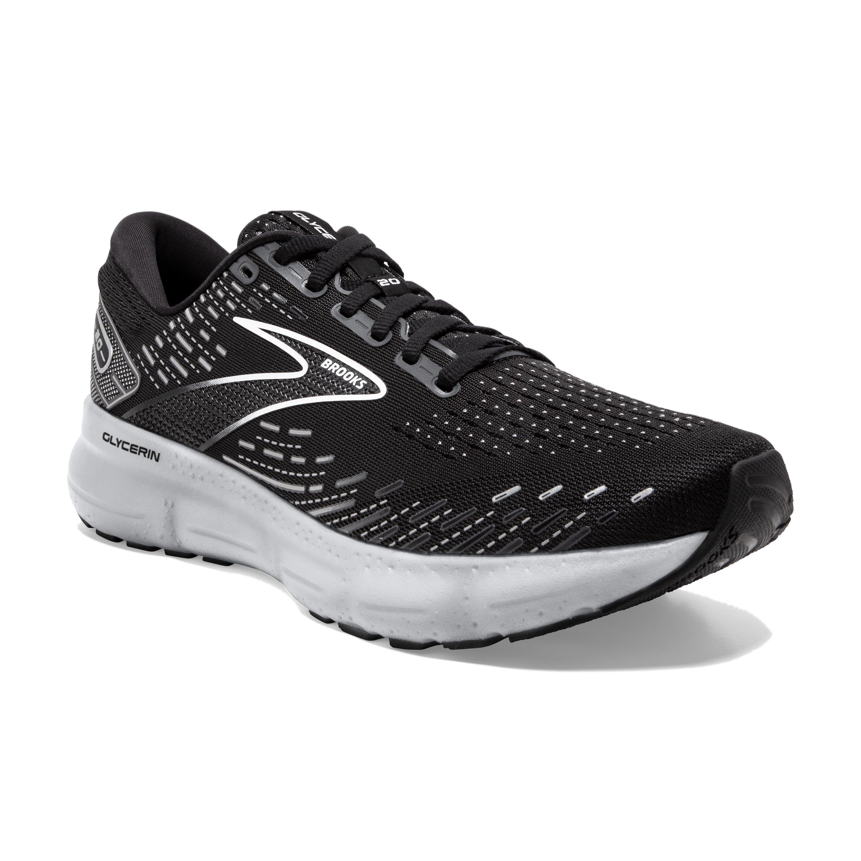 Brooks Glycerin 20 "Black/White/Alloy" Men's Wide Running Shoe - BLACK/WHITE/ALLOY Thumbnail View 3