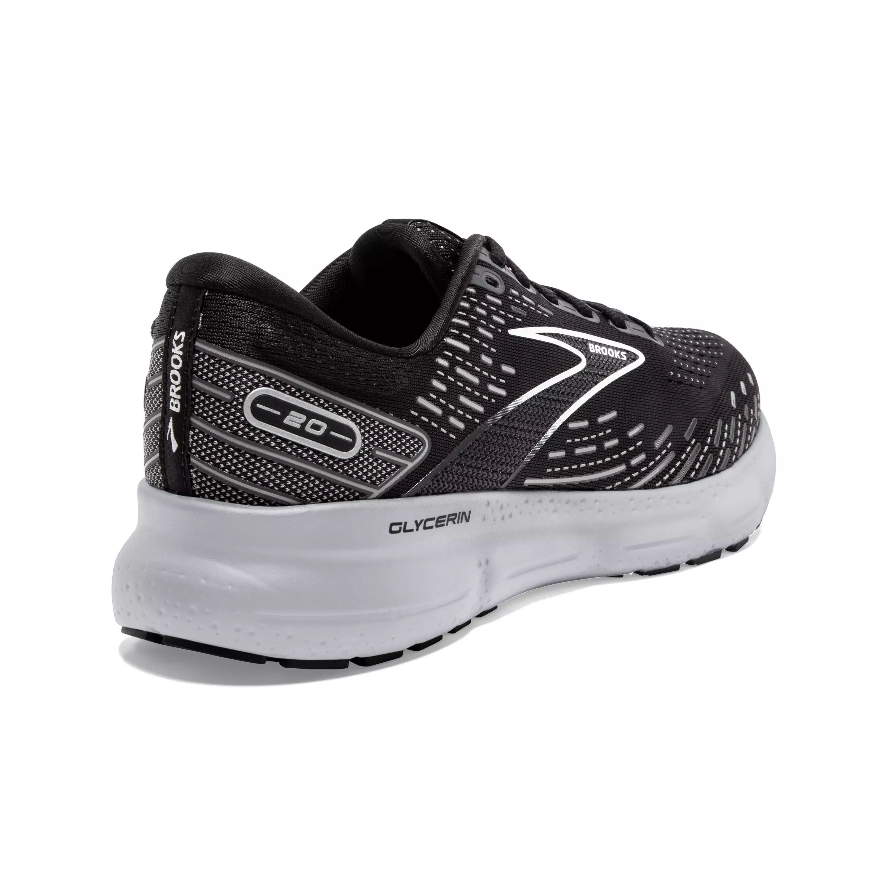 Brooks Glycerin 20 "Black/White/Alloy" Men's Wide Running Shoe - BLACK/WHITE/ALLOY