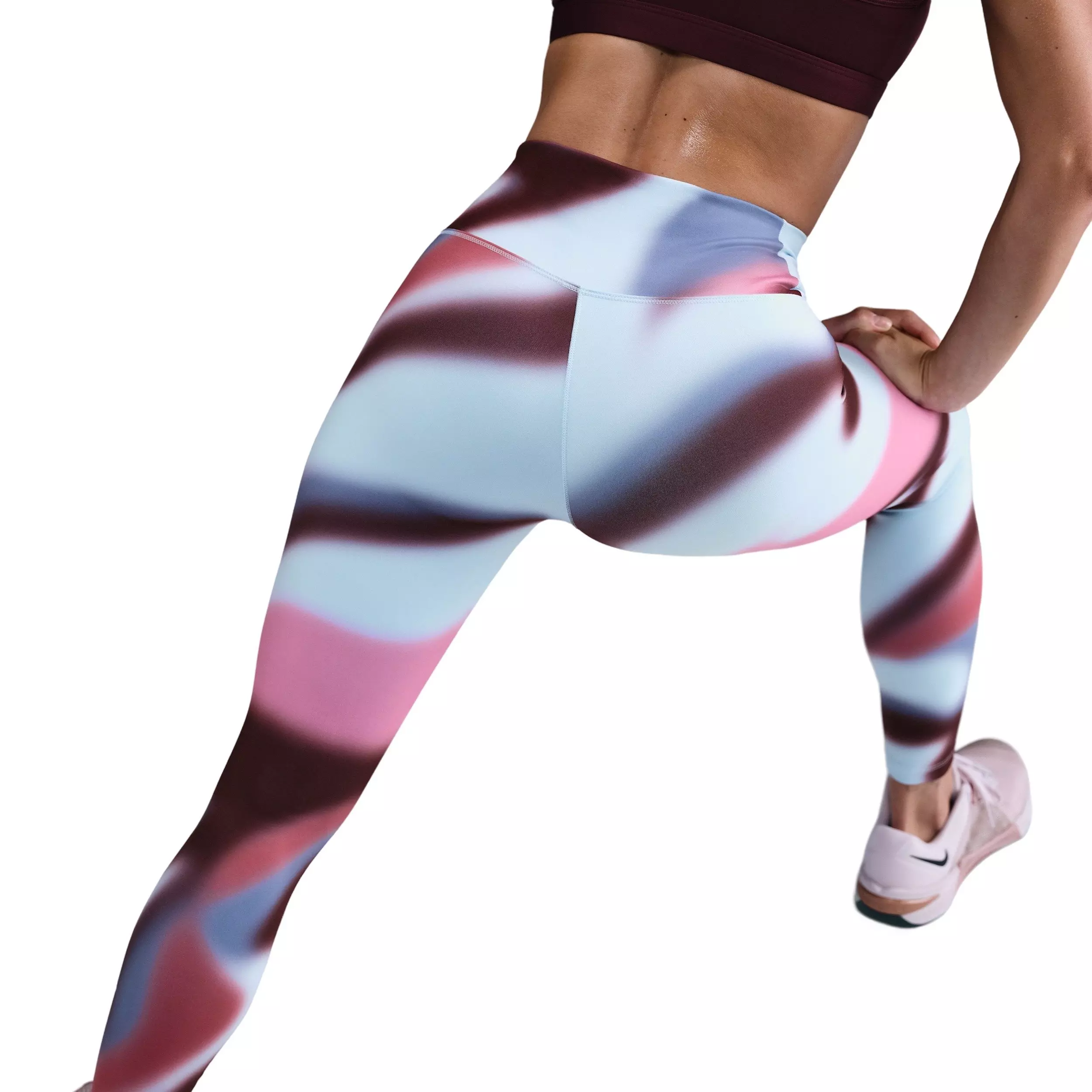 Nike Women's One Dri-FIT High-Waisted 7/8 Leggings -Burgundy/Pink - BURGUNDY/PINK