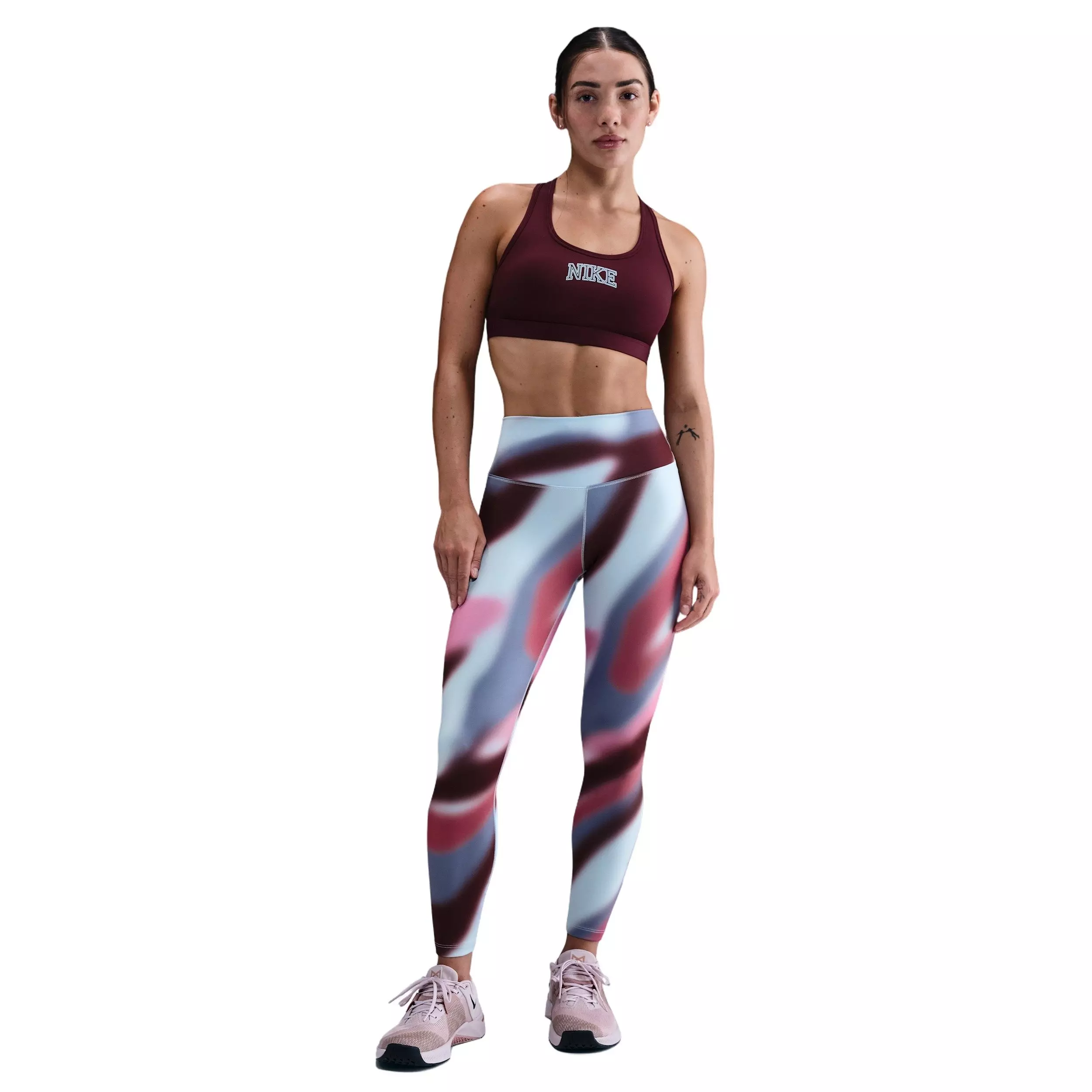 Nike Women's One Dri-FIT High-Waisted 7/8 Leggings -Burgundy/Pink - BURGUNDY/PINK