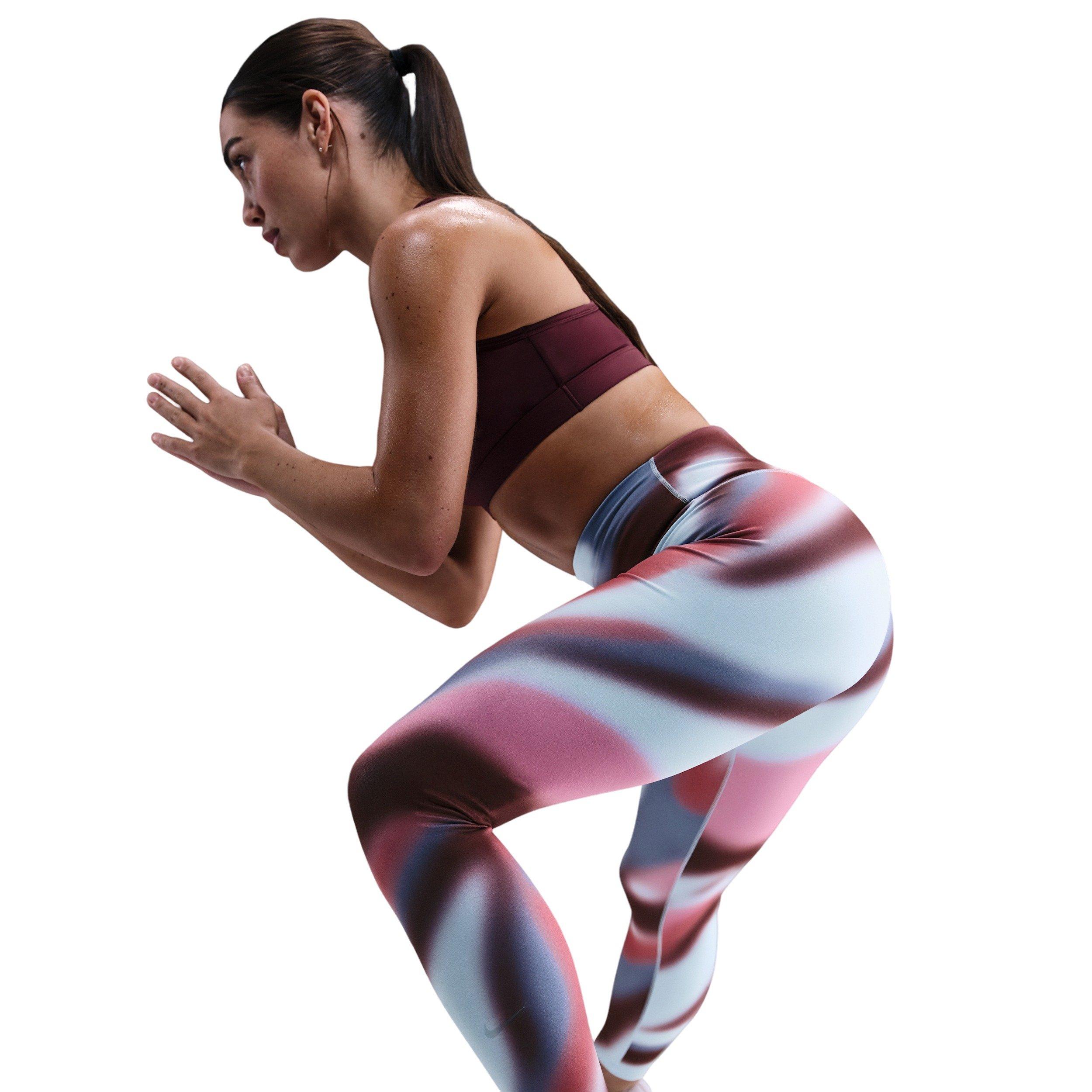 Nike Women's One Dri-FIT High-Waisted 7/8 Leggings - Burgundy/Pink - BURGUNDY/PINK Thumbnail View 5